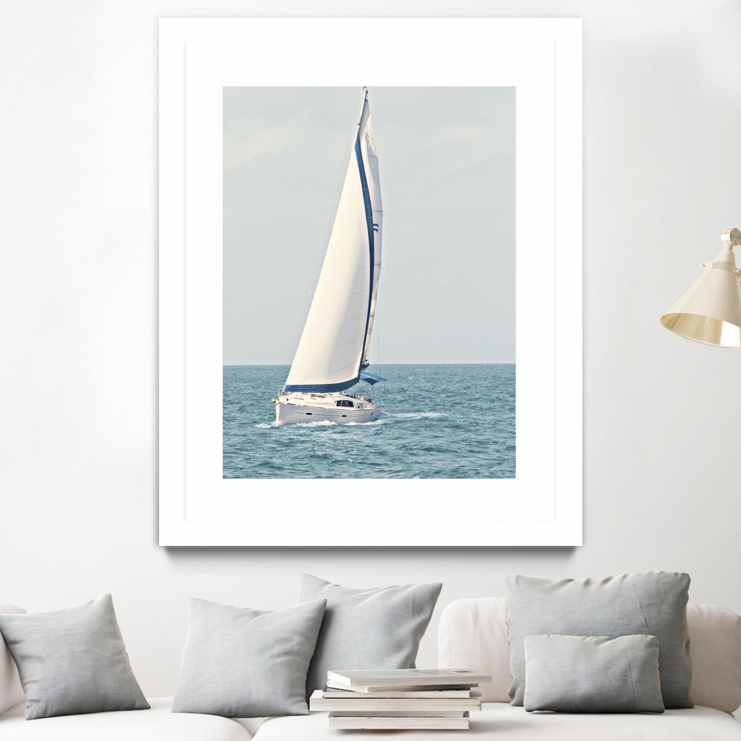 Sailboat In The Ocean by Kathy Mansfield on GIANT ART - coastal 