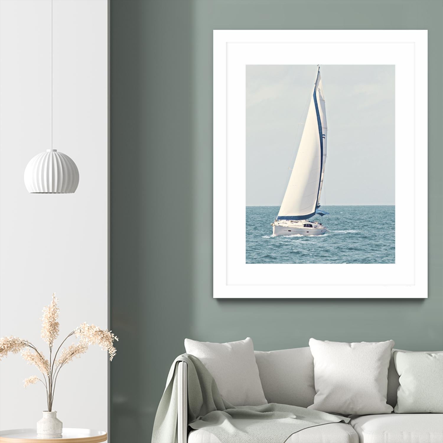 Sailboat In The Ocean by Kathy Mansfield on GIANT ART - coastal 
