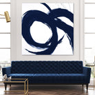 Navy Circular Strokes II by Megan Morris on GIANT ART - white black & white 