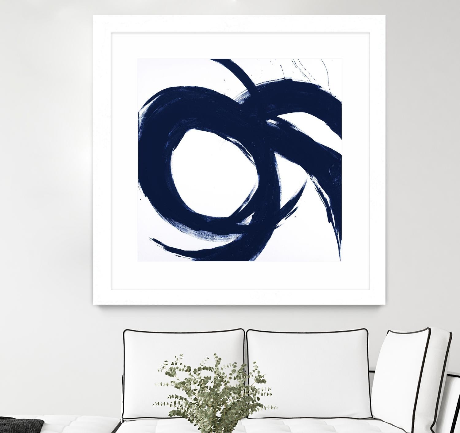 Navy Circular Strokes II by Megan Morris on GIANT ART - white black & white 
