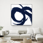 Navy Circular Strokes II by Megan Morris on GIANT ART - white black & white 