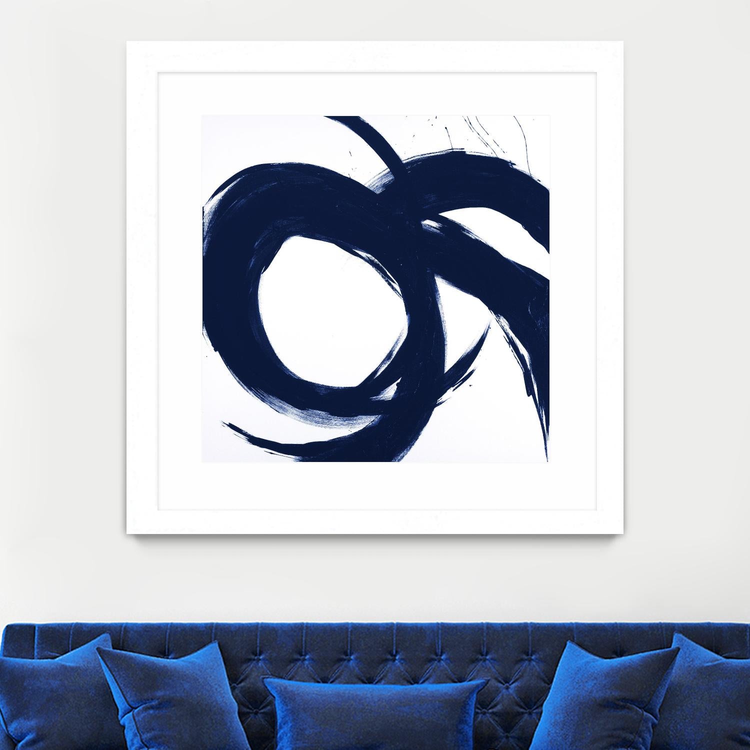 Navy Circular Strokes II by Megan Morris on GIANT ART - white black & white 