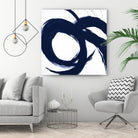 Navy Circular Strokes II by Megan Morris on GIANT ART - white black & white 
