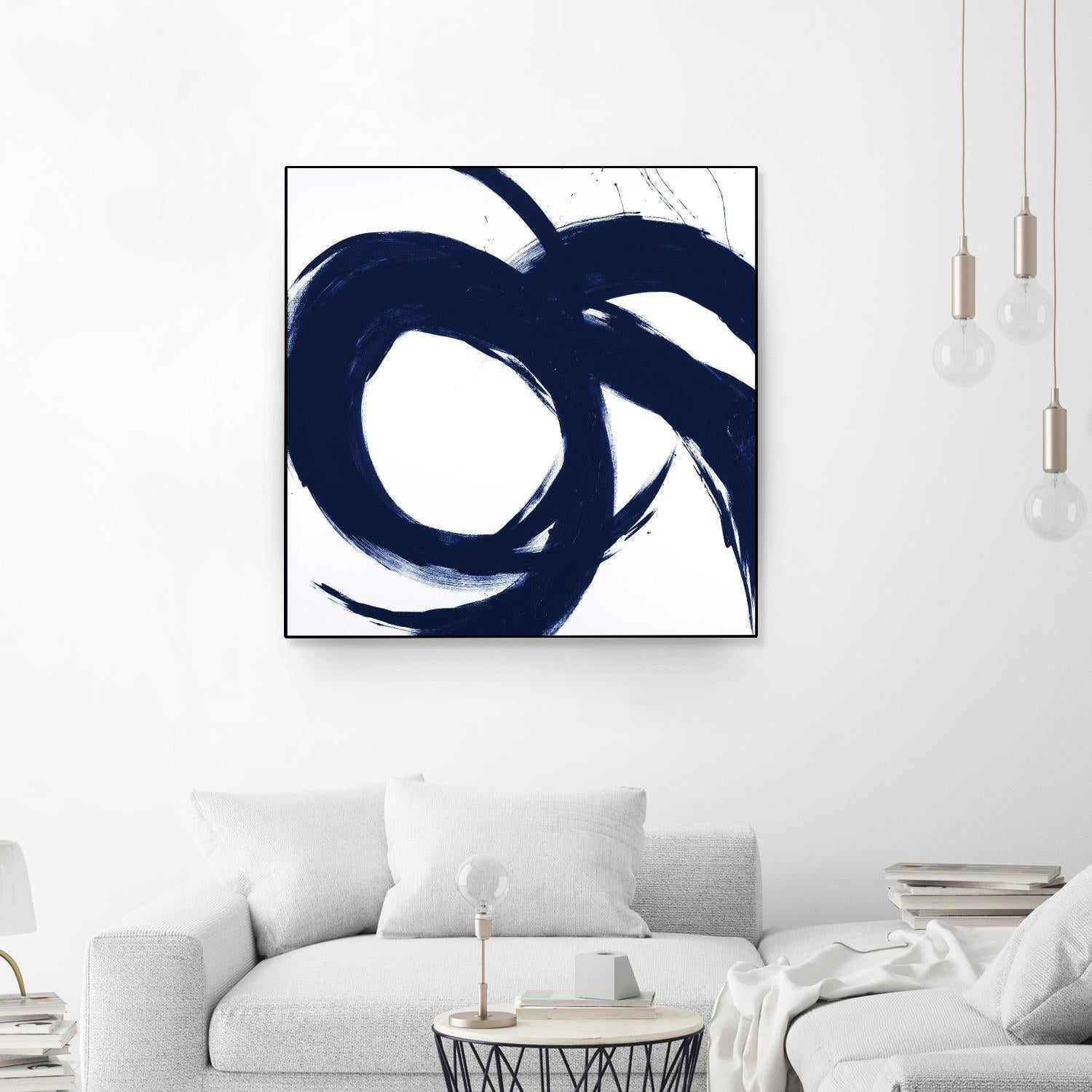 Navy Circular Strokes II by Megan Morris on GIANT ART - white black & white 
