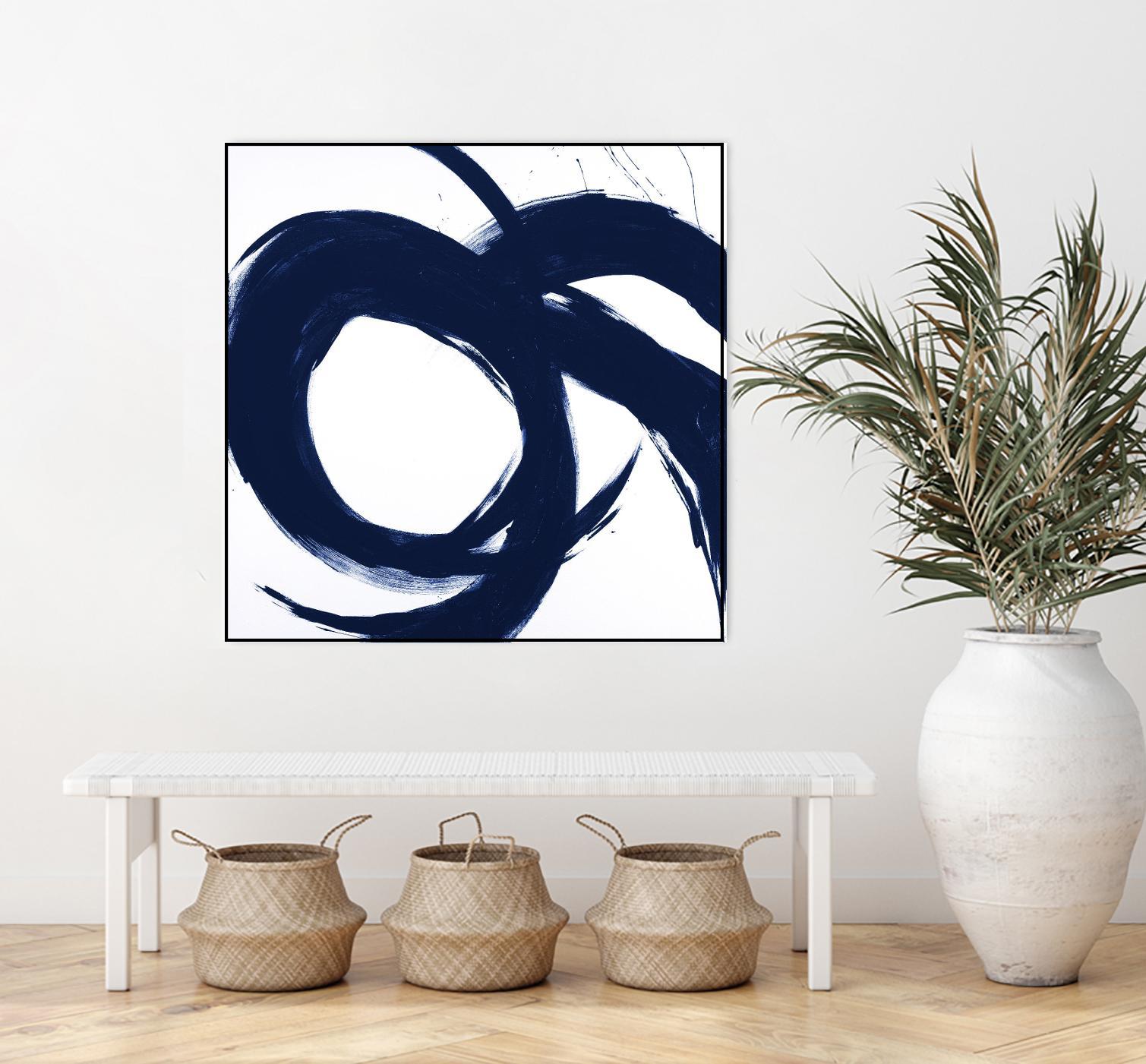 Navy Circular Strokes II by Megan Morris on GIANT ART - white black & white 