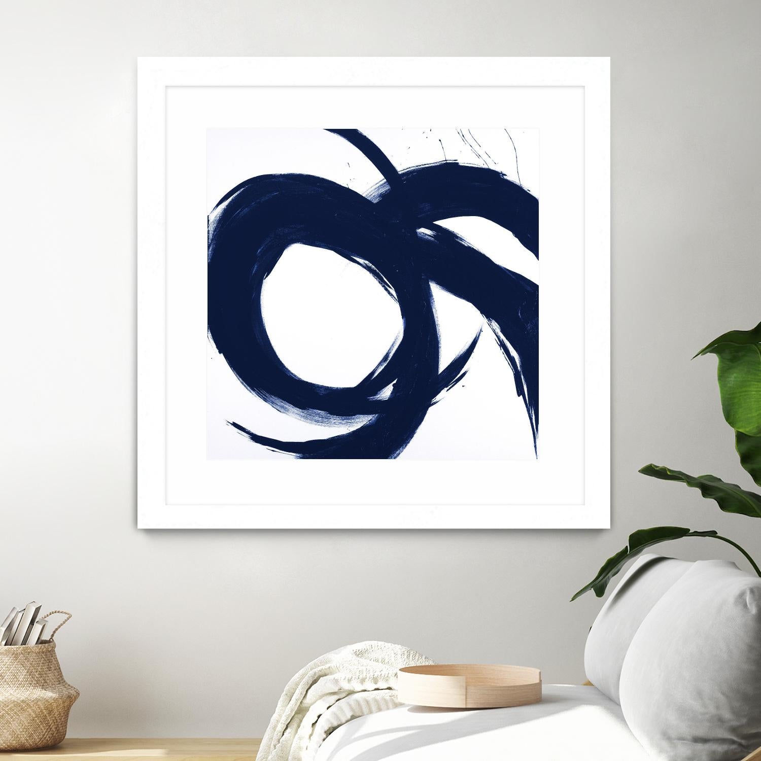 Navy Circular Strokes II by Megan Morris on GIANT ART - white black & white 