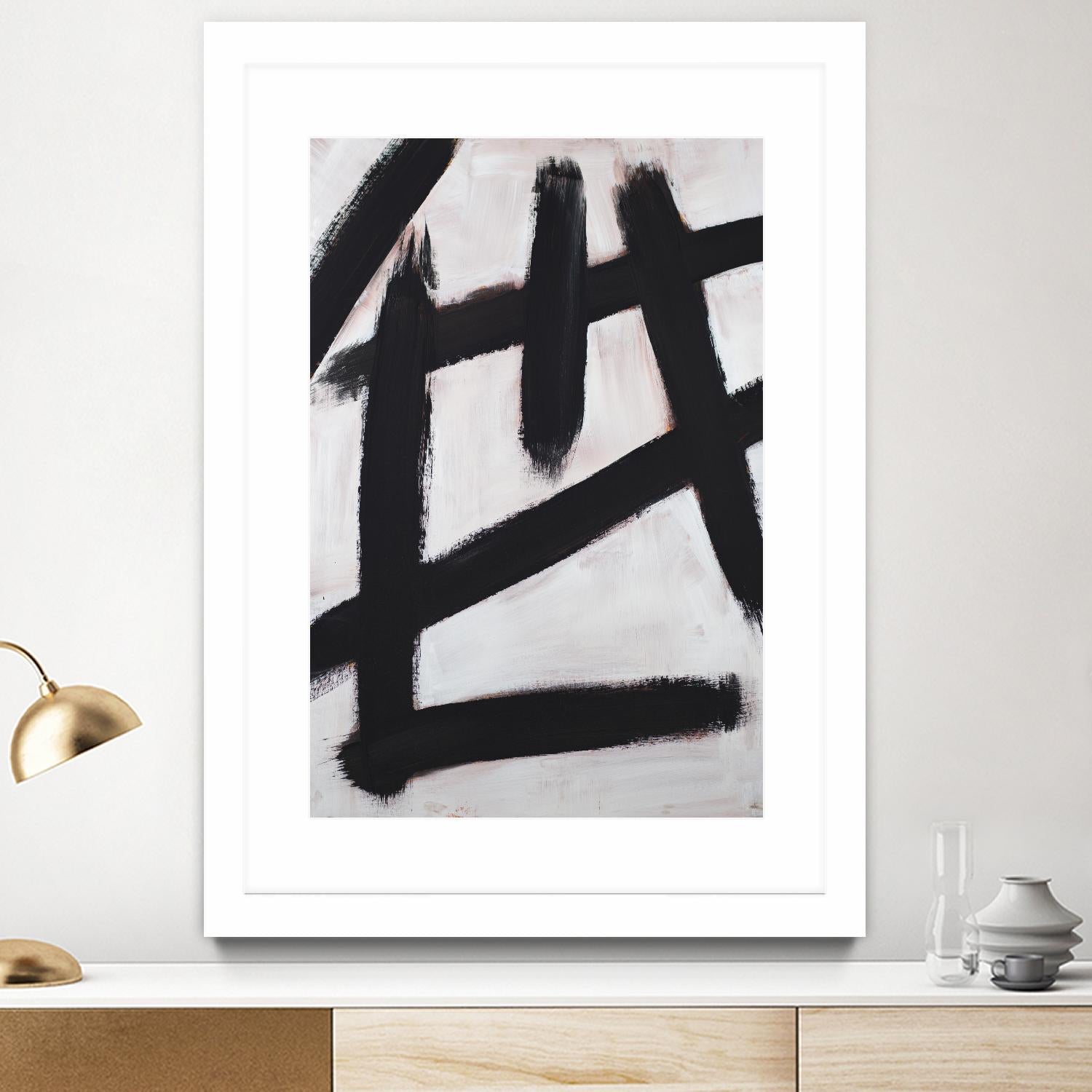 Ink Strokes by Walt Johnson on GIANT ART - black black & white 
