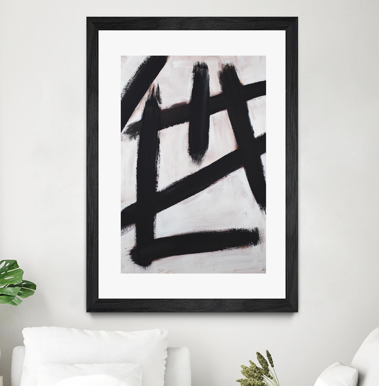 Ink Strokes by Walt Johnson on GIANT ART - black black & white 