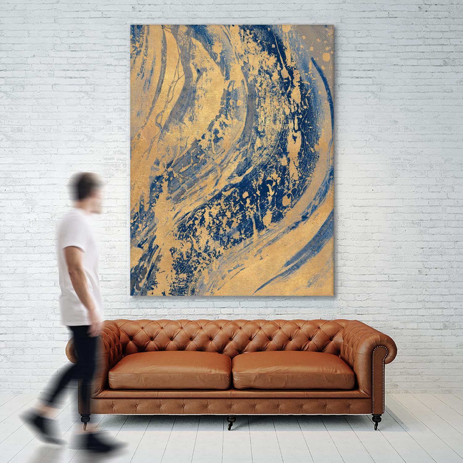 Blue And Gold Wave by Patricia Pinto on GIANT ART - abstract 