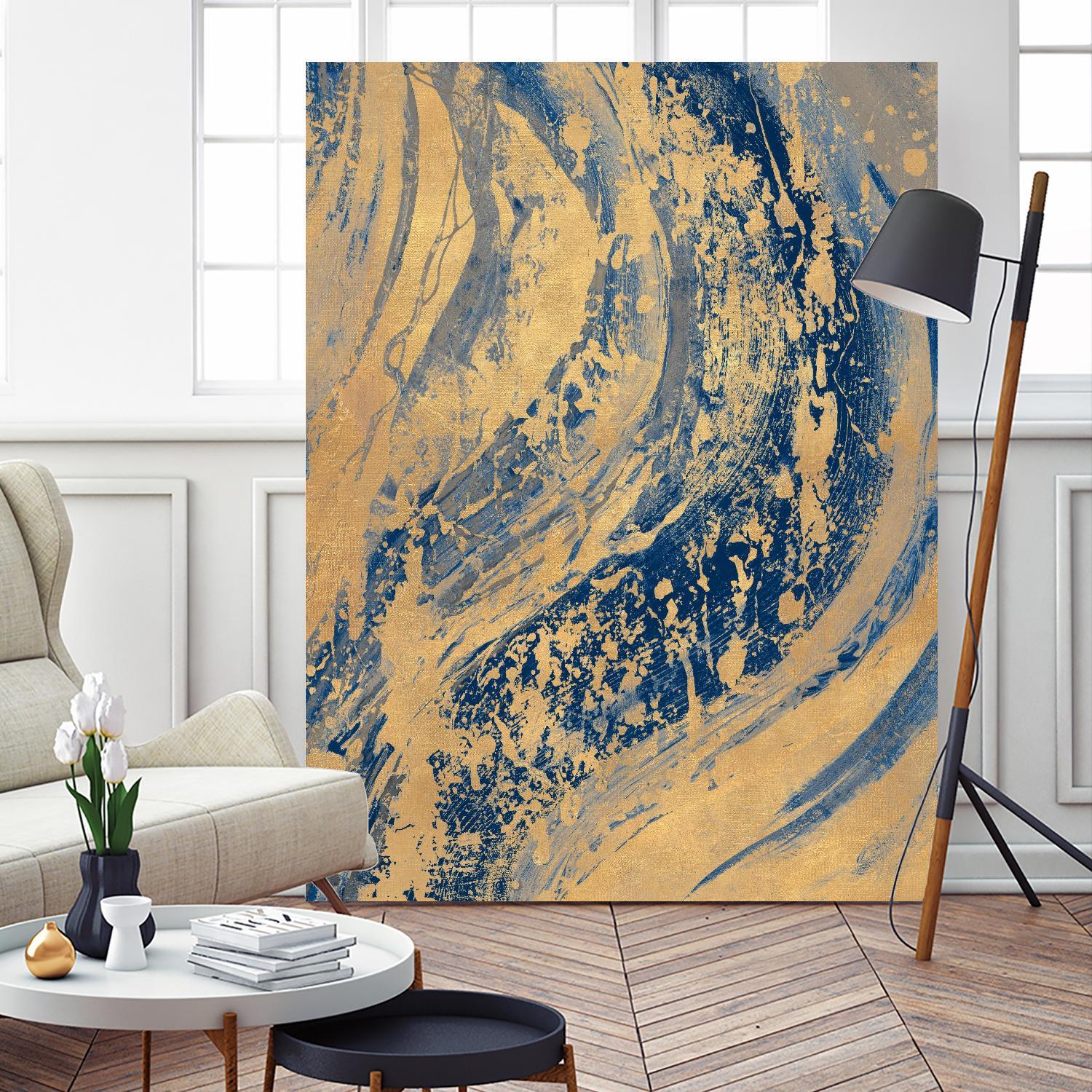 Blue And Gold Wave by Patricia Pinto on GIANT ART - abstract 