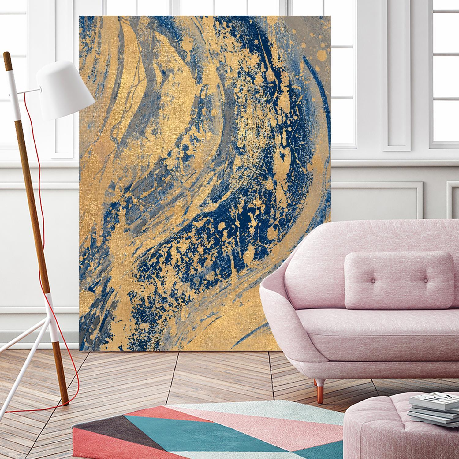 Blue And Gold Wave by Patricia Pinto on GIANT ART - abstract 