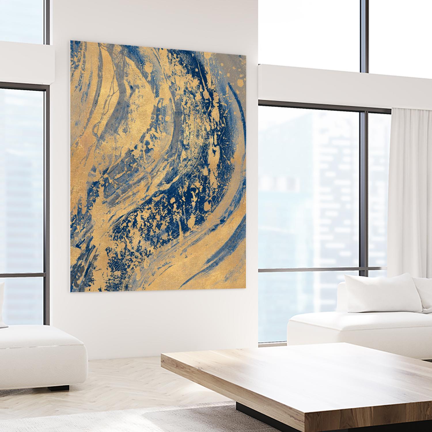Blue And Gold Wave by Patricia Pinto on GIANT ART - abstract 