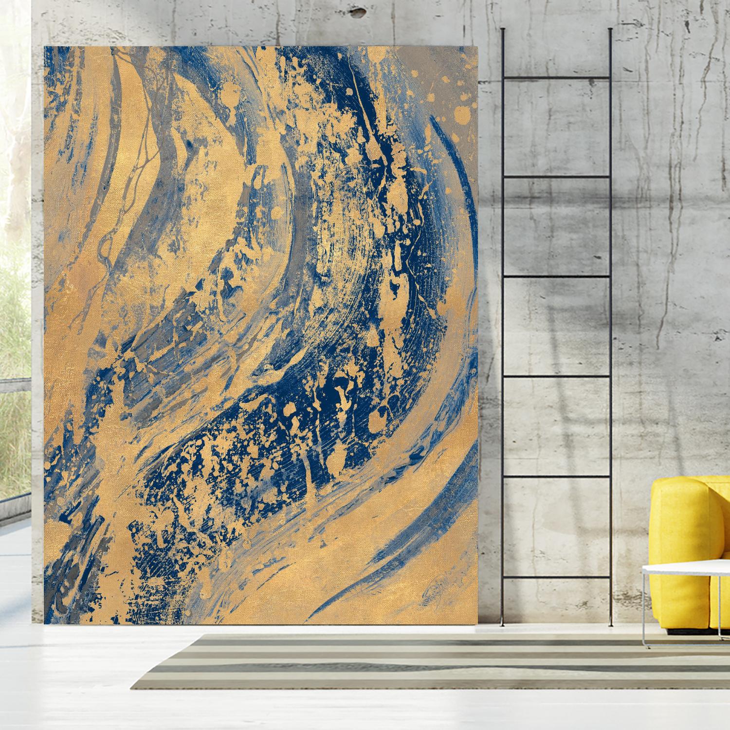 Blue And Gold Wave by Patricia Pinto on GIANT ART - abstract 