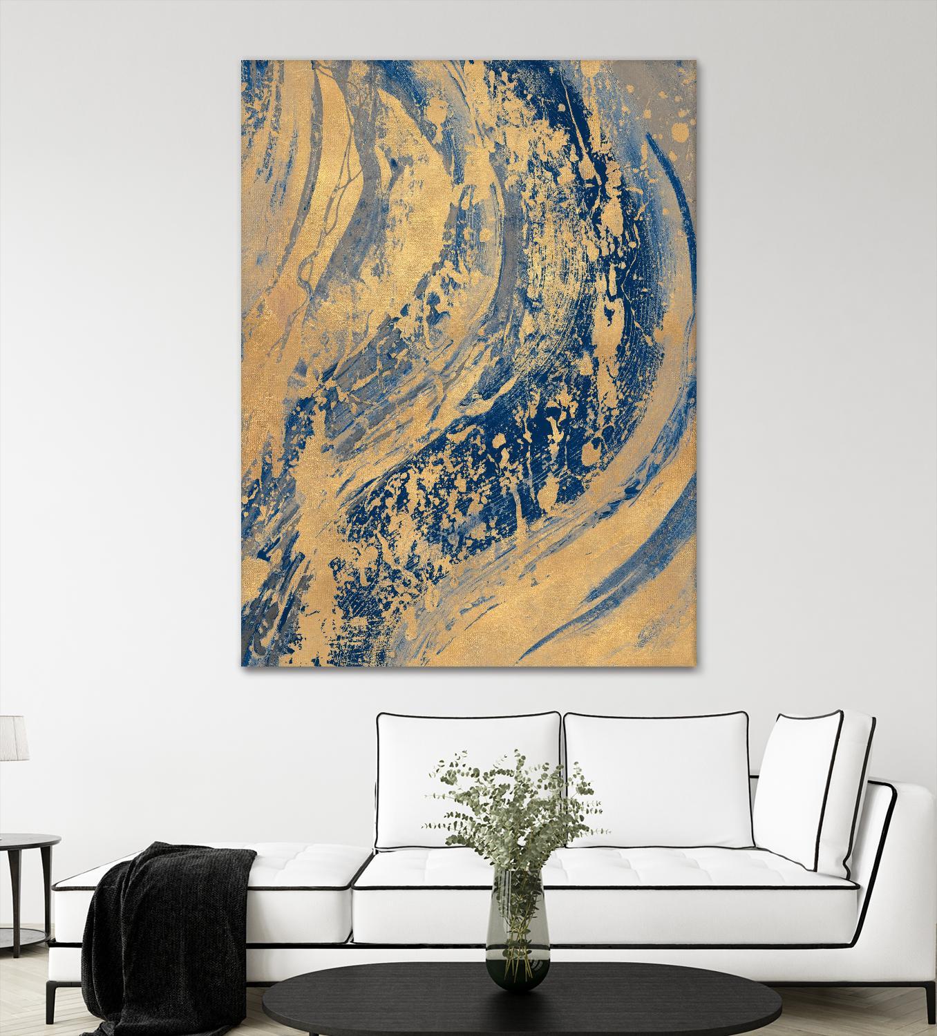 Blue And Gold Wave by Patricia Pinto on GIANT ART - abstract 