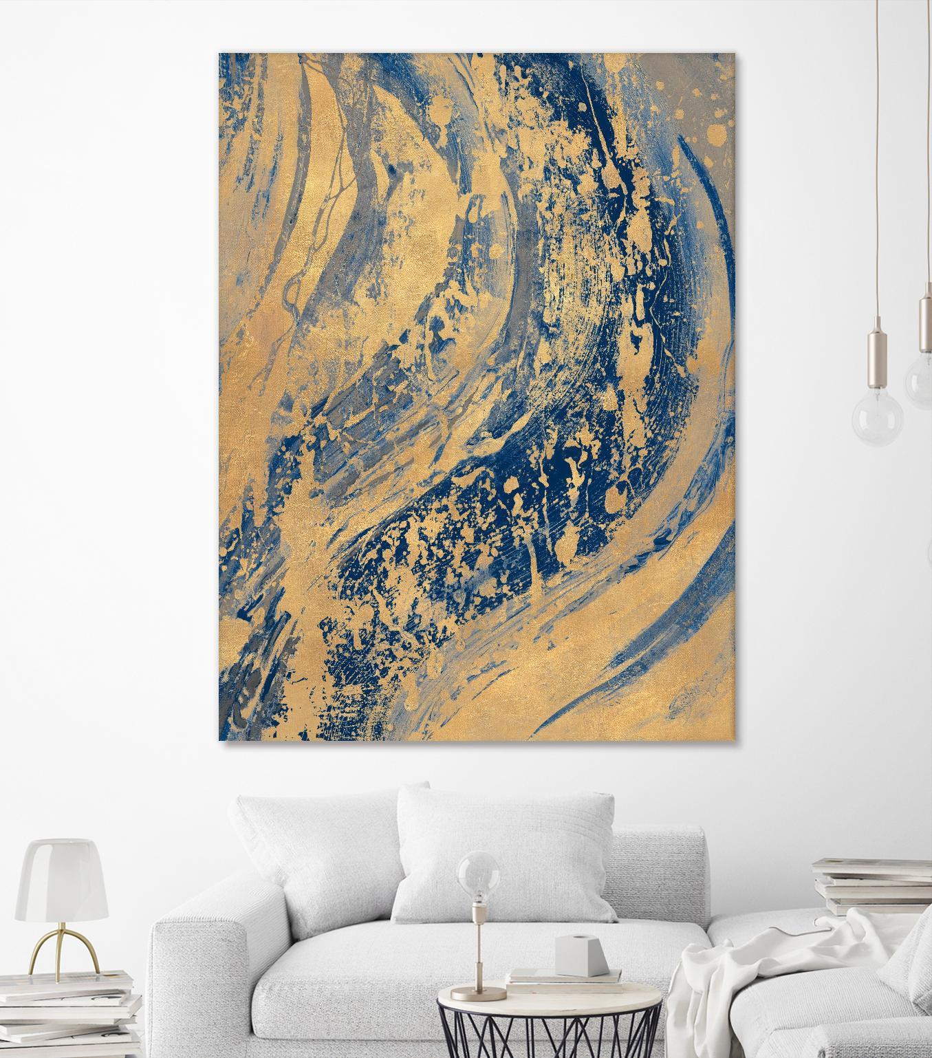 Blue And Gold Wave by Patricia Pinto on GIANT ART - abstract 