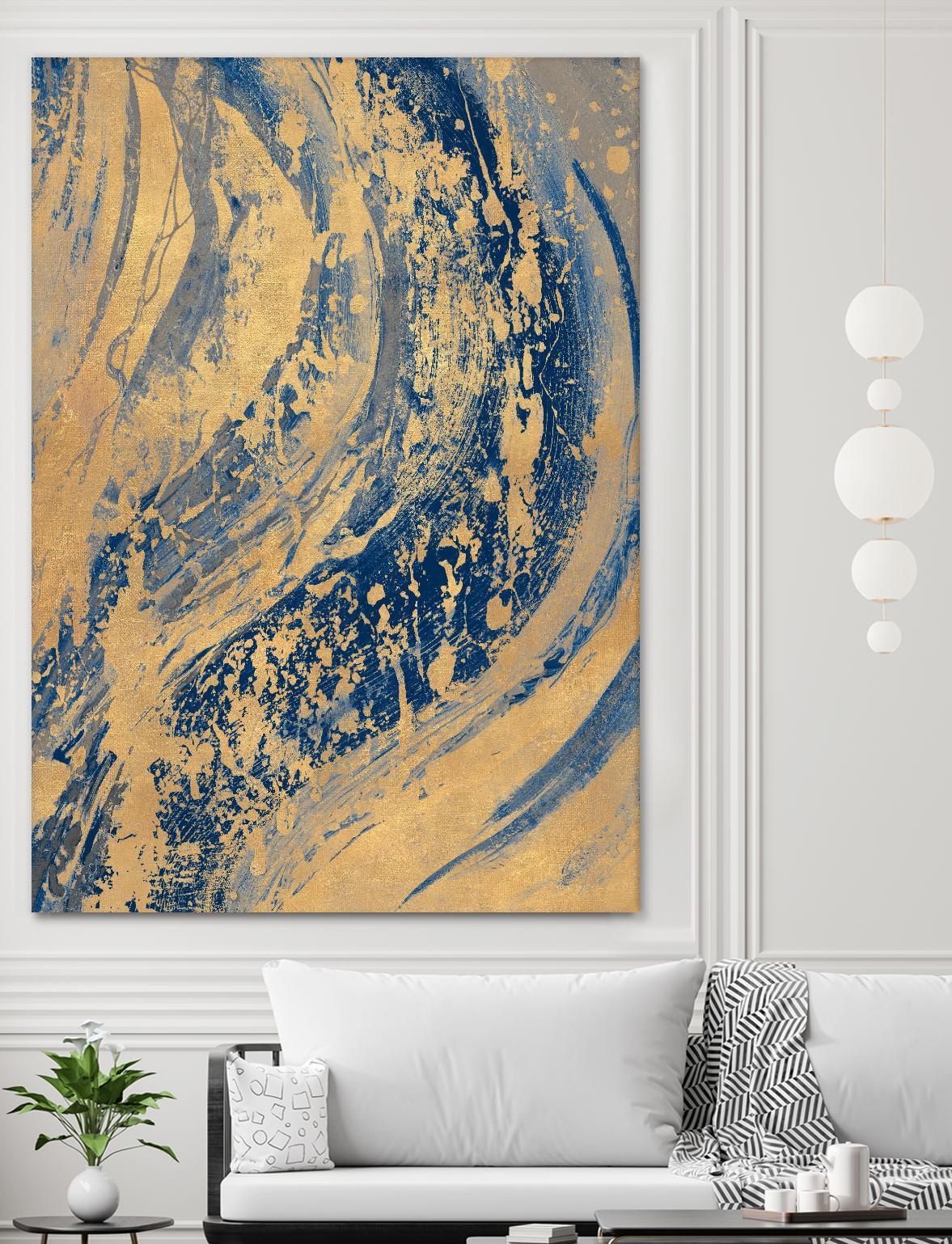 Blue And Gold Wave by Patricia Pinto on GIANT ART - abstract 