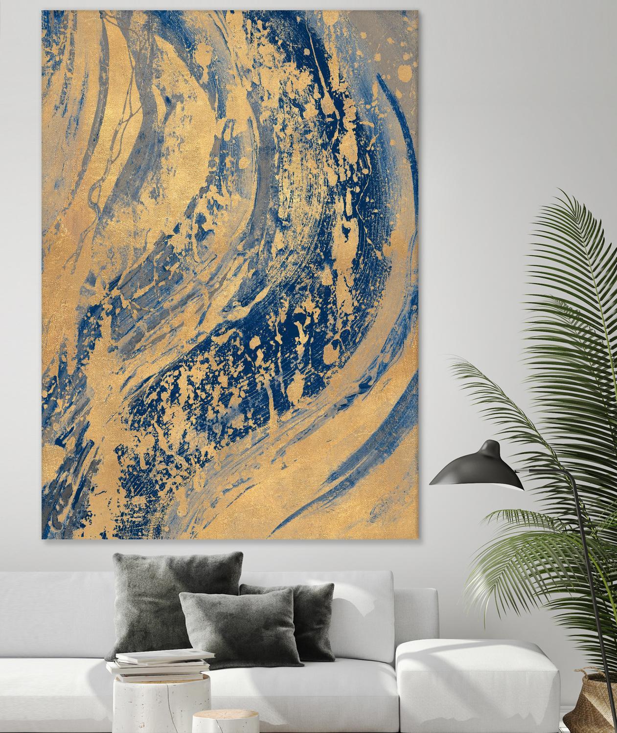 Blue And Gold Wave by Patricia Pinto on GIANT ART - abstract 