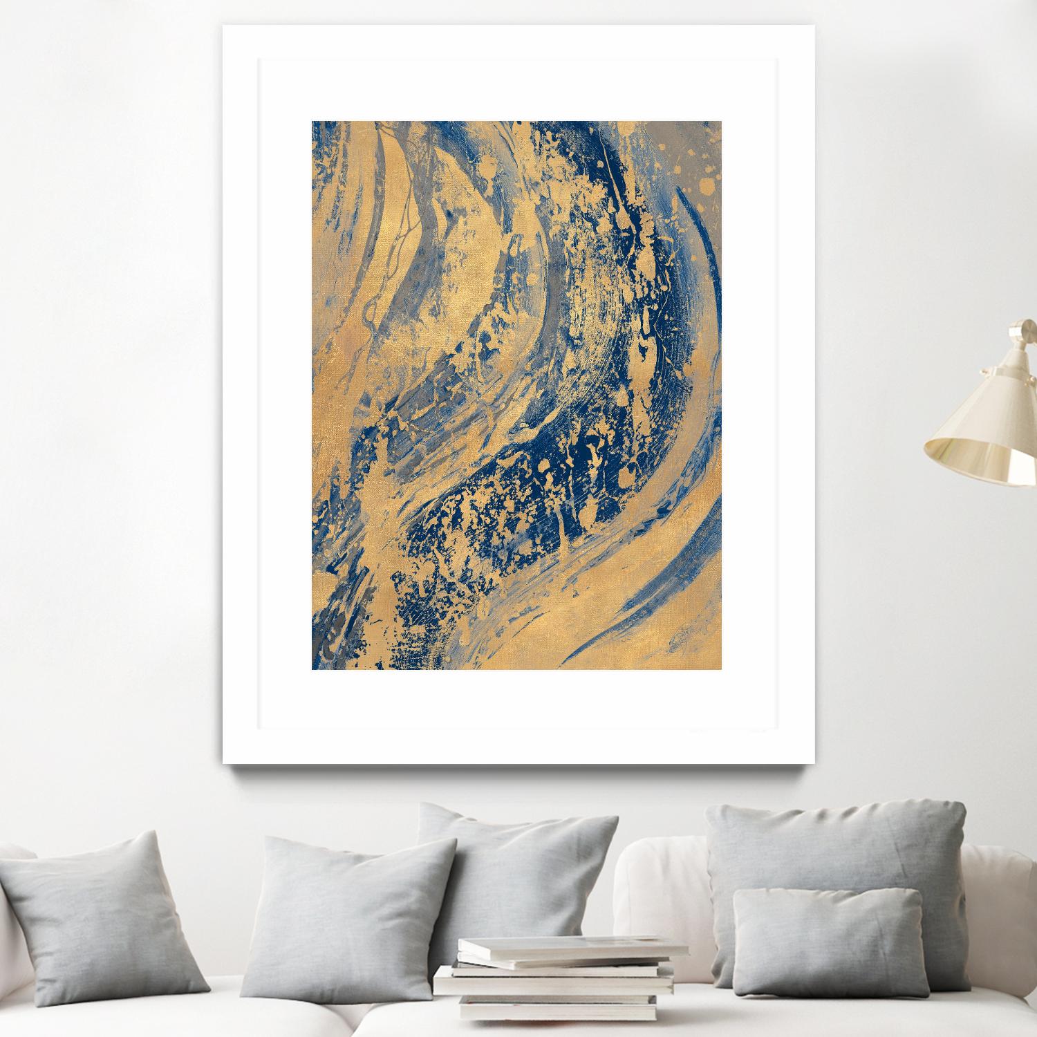Blue And Gold Wave by Patricia Pinto on GIANT ART - abstract 