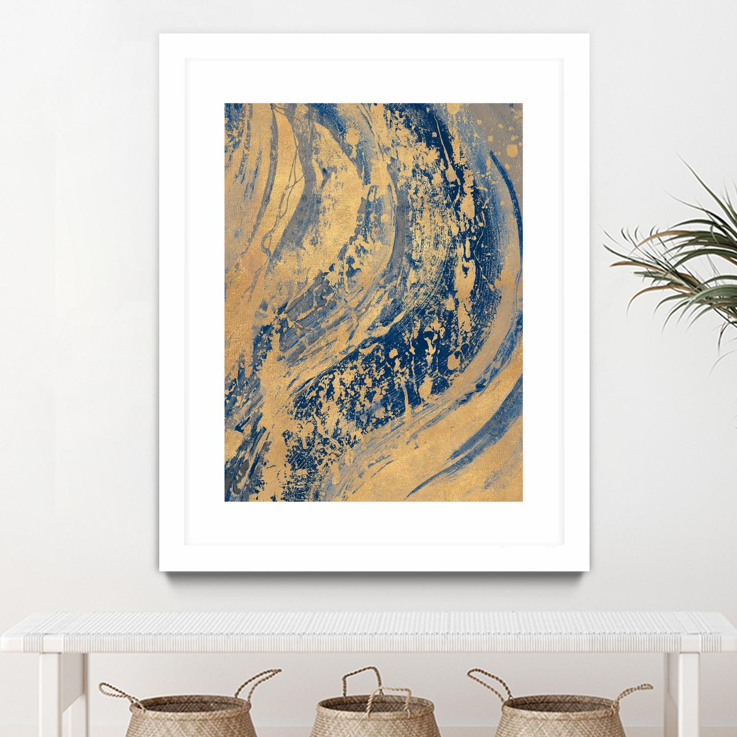 Blue And Gold Wave by Patricia Pinto on GIANT ART - abstract 