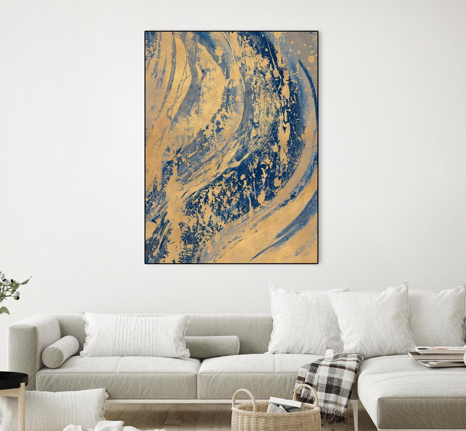 Blue And Gold Wave by Patricia Pinto on GIANT ART - abstract 