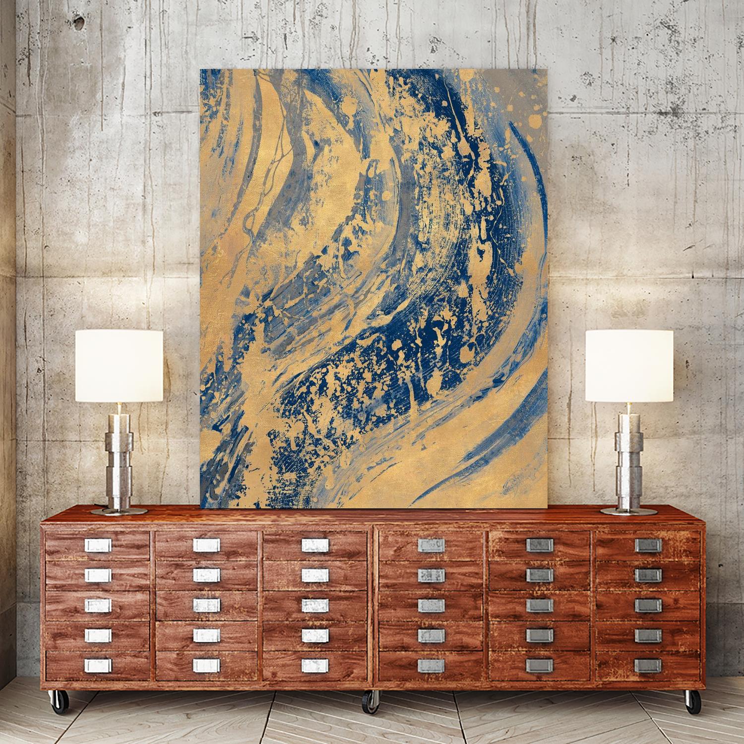 Blue And Gold Wave by Patricia Pinto on GIANT ART - abstract 