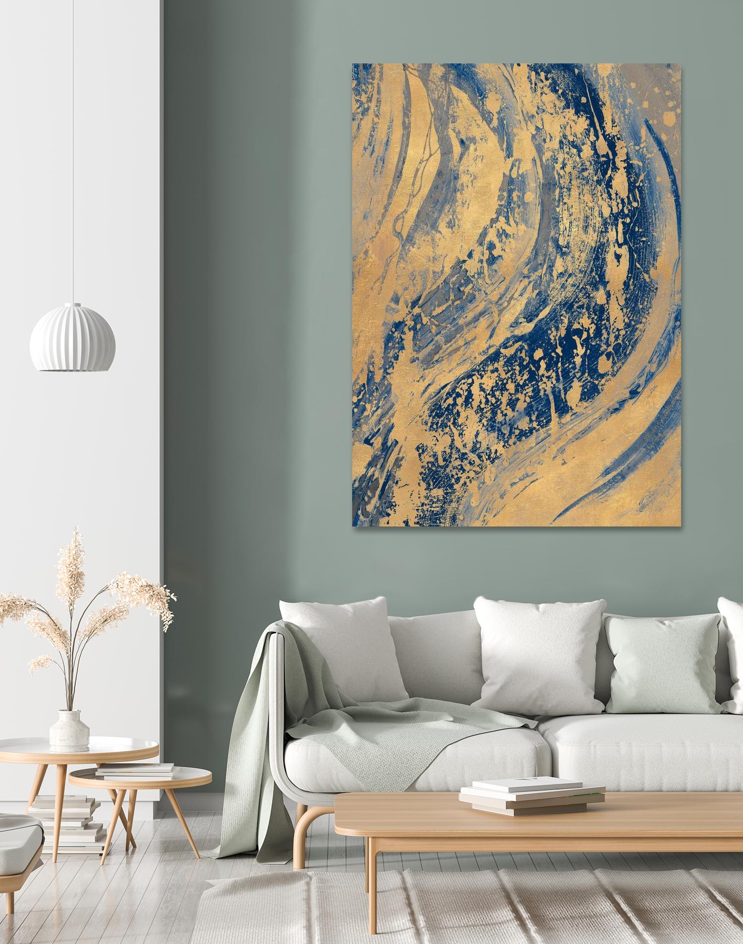 Blue And Gold Wave by Patricia Pinto on GIANT ART - abstract 