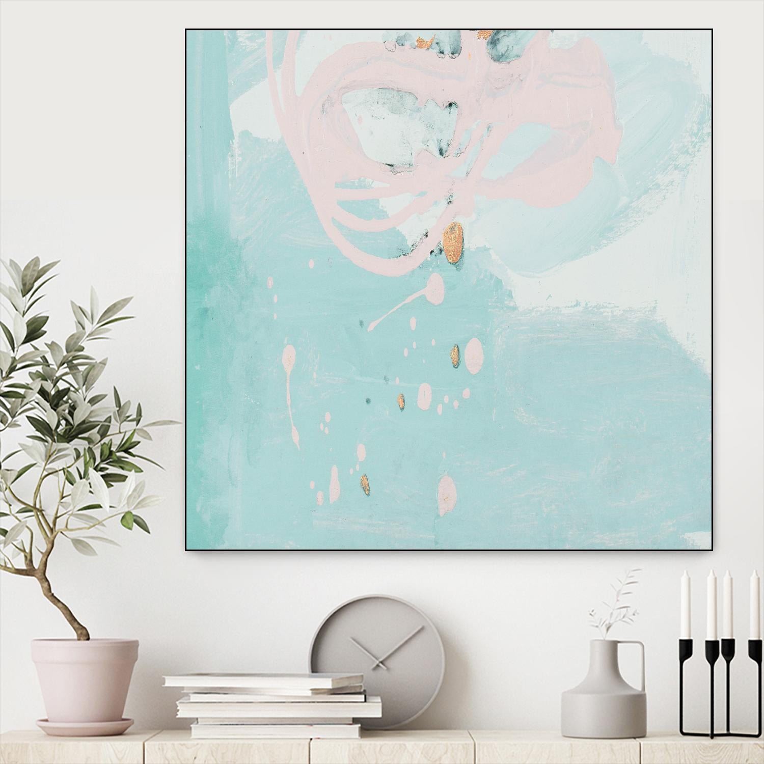 Spring Breeze Pink & Turquoise II by Patricia Pinto on GIANT ART - turquoise Abstract