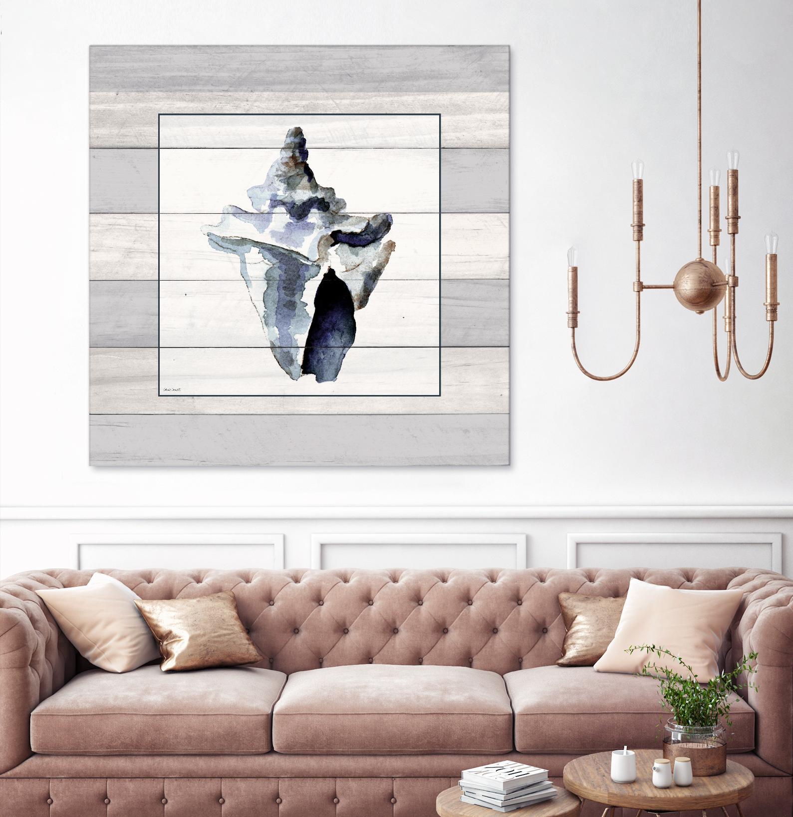 Muted Blue Sea Conch On Wood by Lanie Loreth on GIANT ART - coastal 