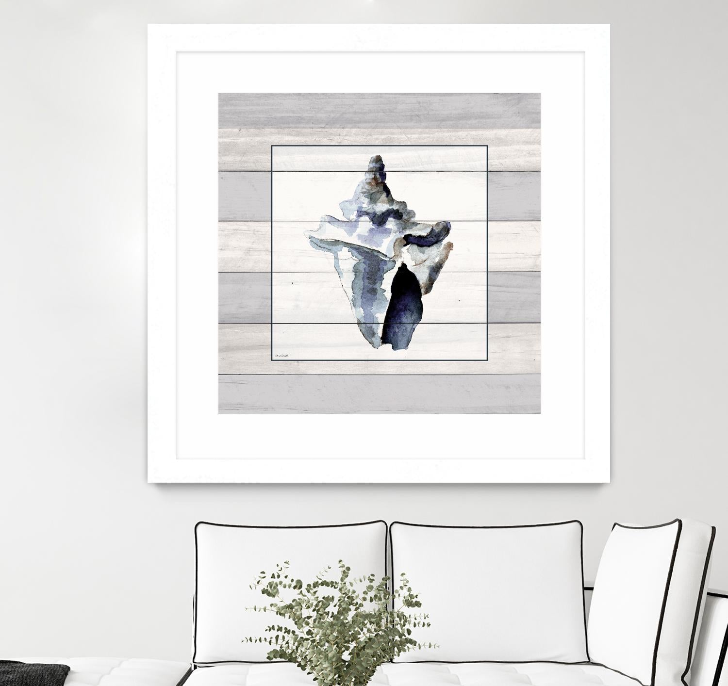 Muted Blue Sea Conch On Wood by Lanie Loreth on GIANT ART - coastal 