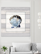 Muted Blue Sea Shell on Wood by Lanie Loreth on GIANT ART - coastal 