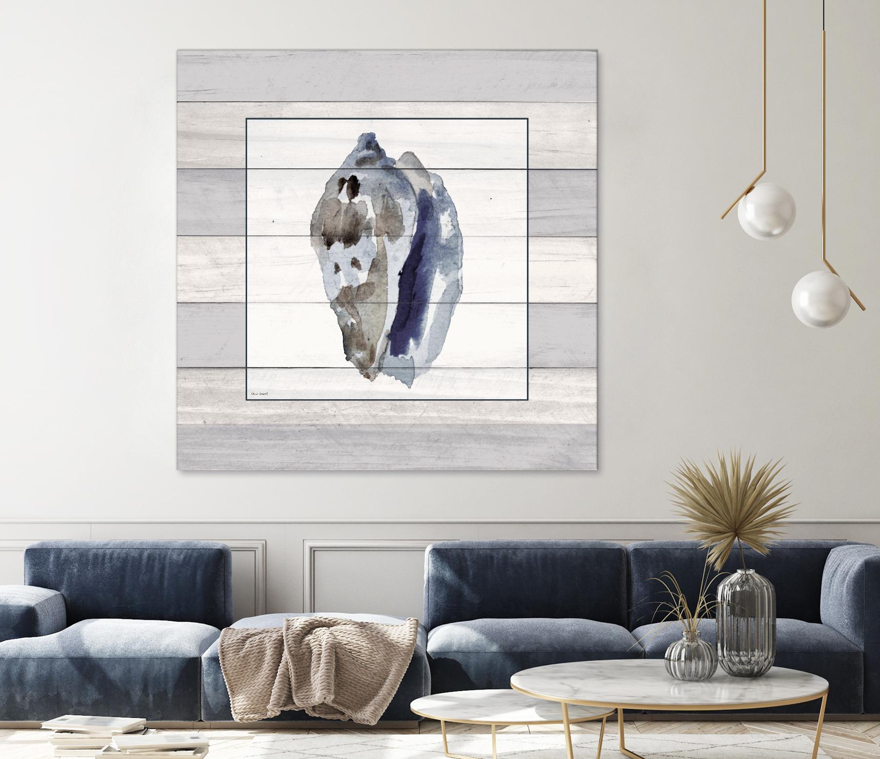 Muted Blue Conch on Wood by Lanie Loreth on GIANT ART - coastal 