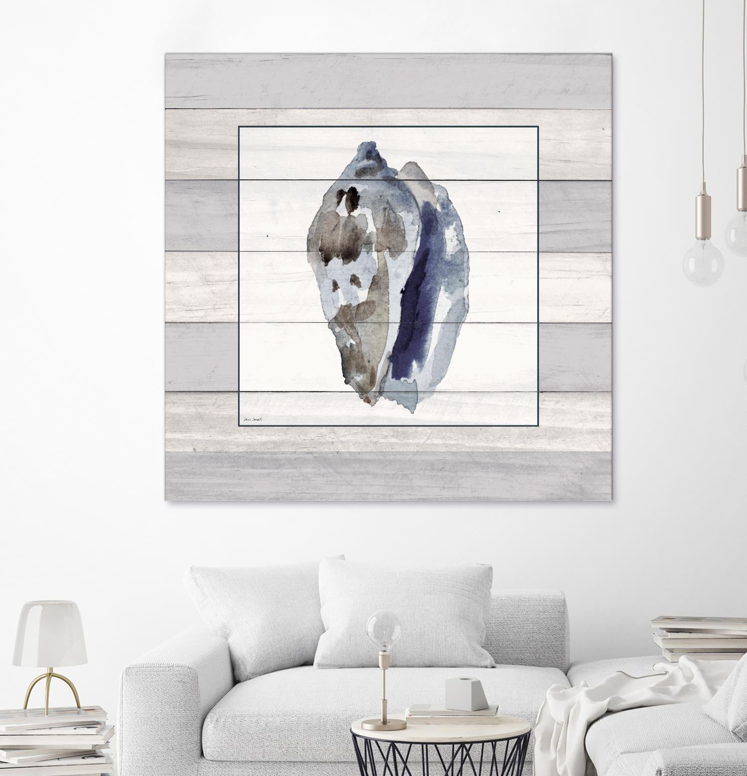 Muted Blue Conch on Wood by Lanie Loreth on GIANT ART - coastal 