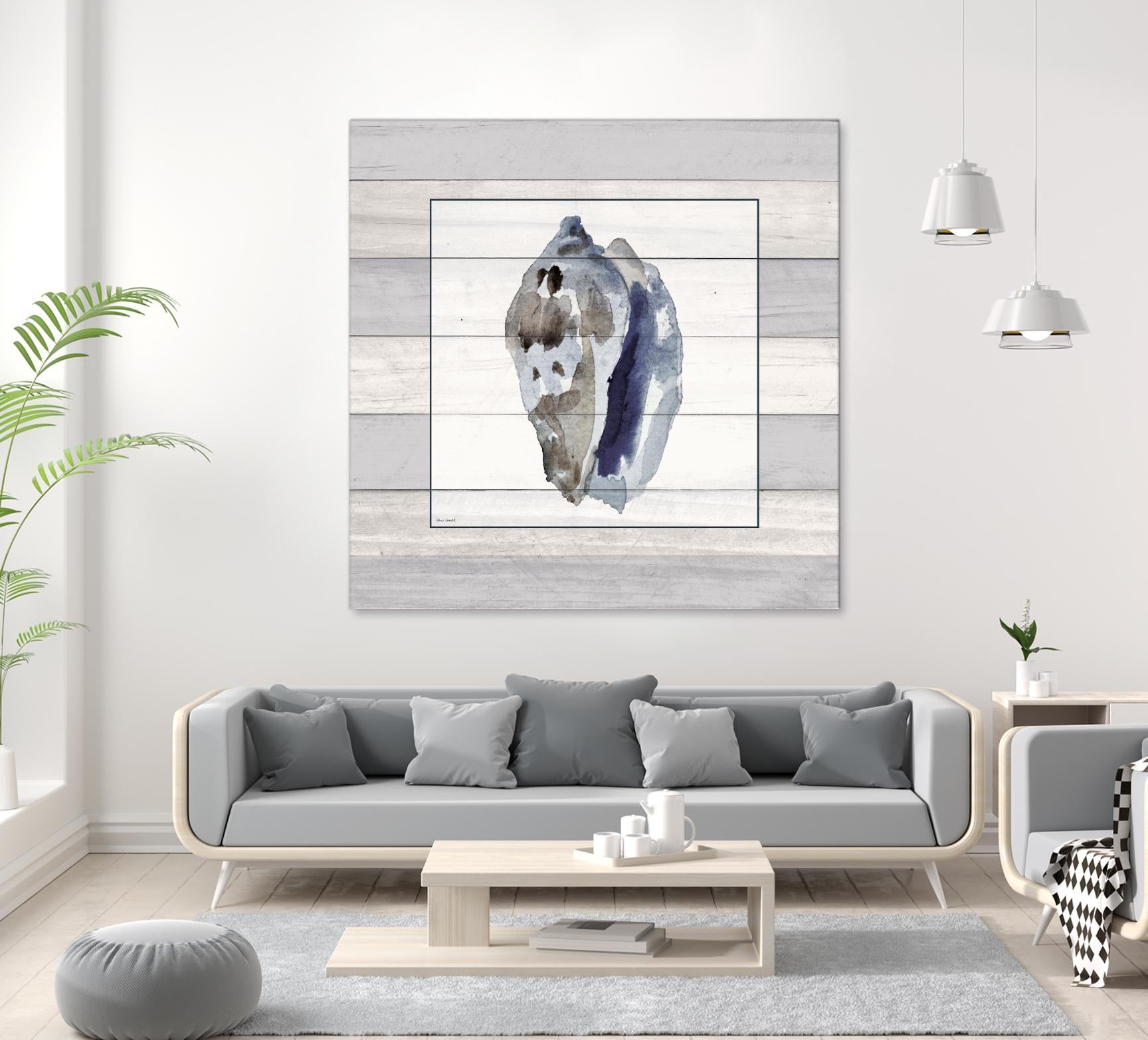 Muted Blue Conch on Wood by Lanie Loreth on GIANT ART - coastal 