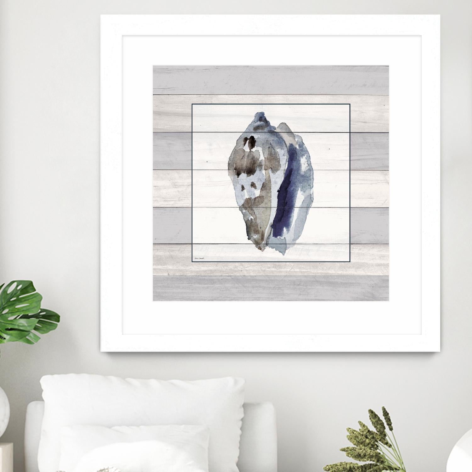 Muted Blue Conch on Wood by Lanie Loreth on GIANT ART - coastal 