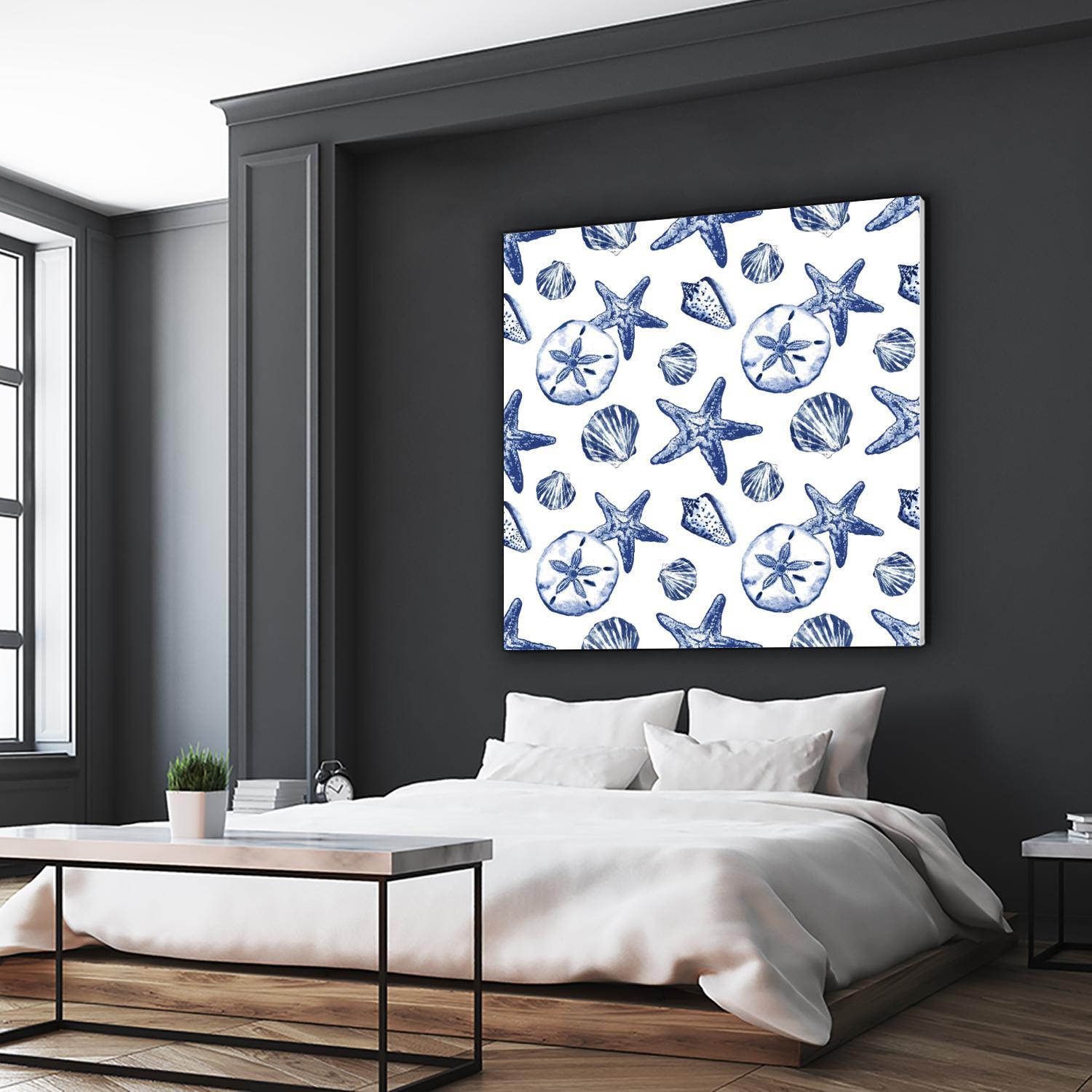 Deep Ocean Treasures White Pattern by Janice Gaynor on GIANT ART - coastal pattern