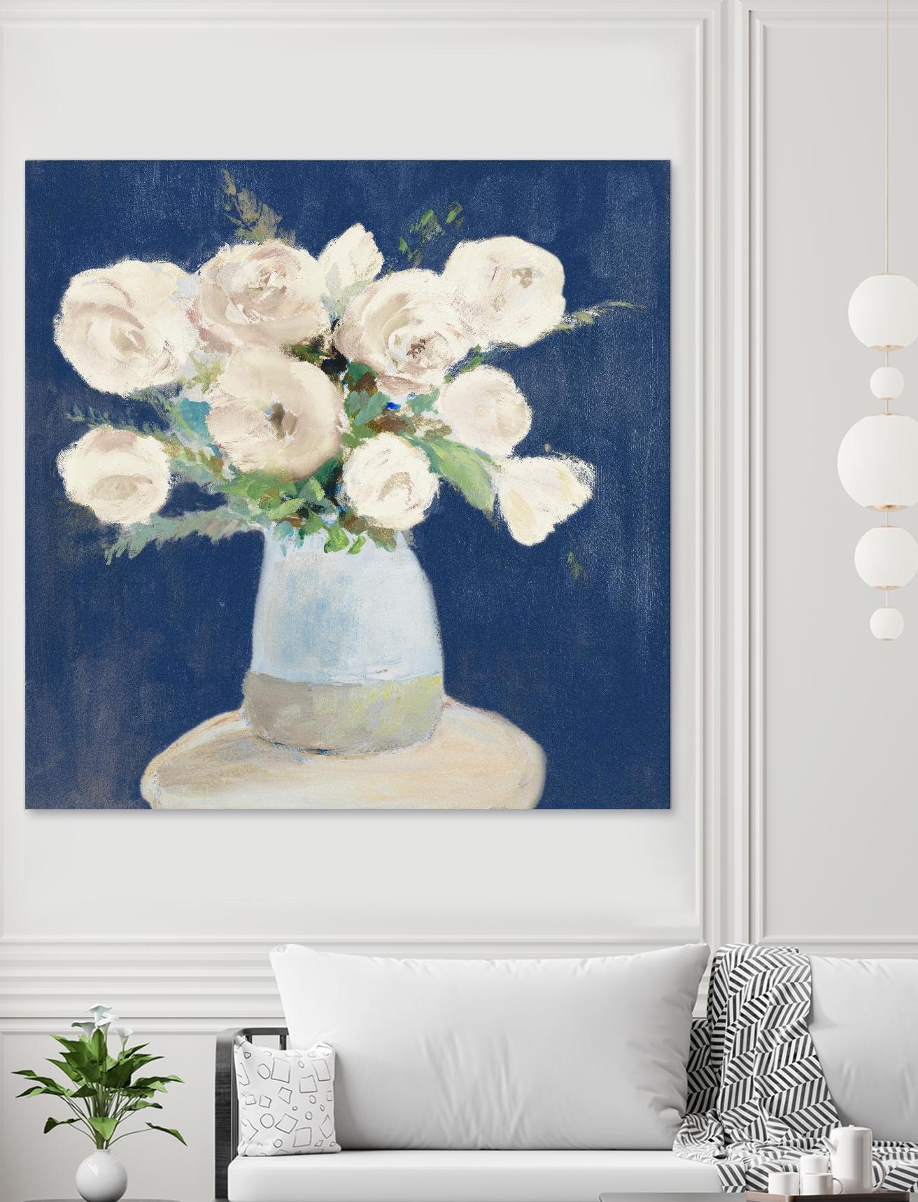 Peonies on Navy by Lanie Loreth on GIANT ART - floral 