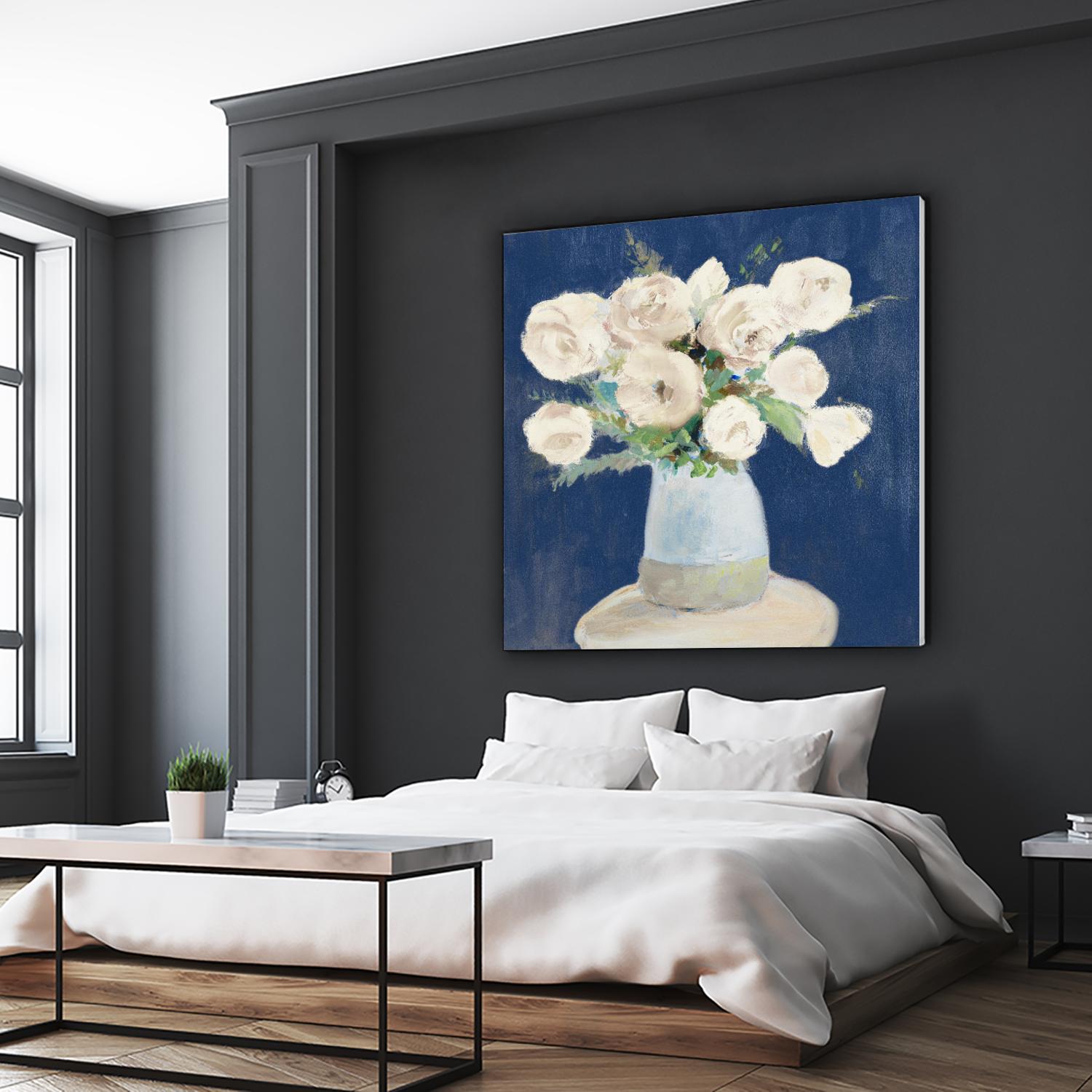 Peonies on Navy by Lanie Loreth on GIANT ART - floral 