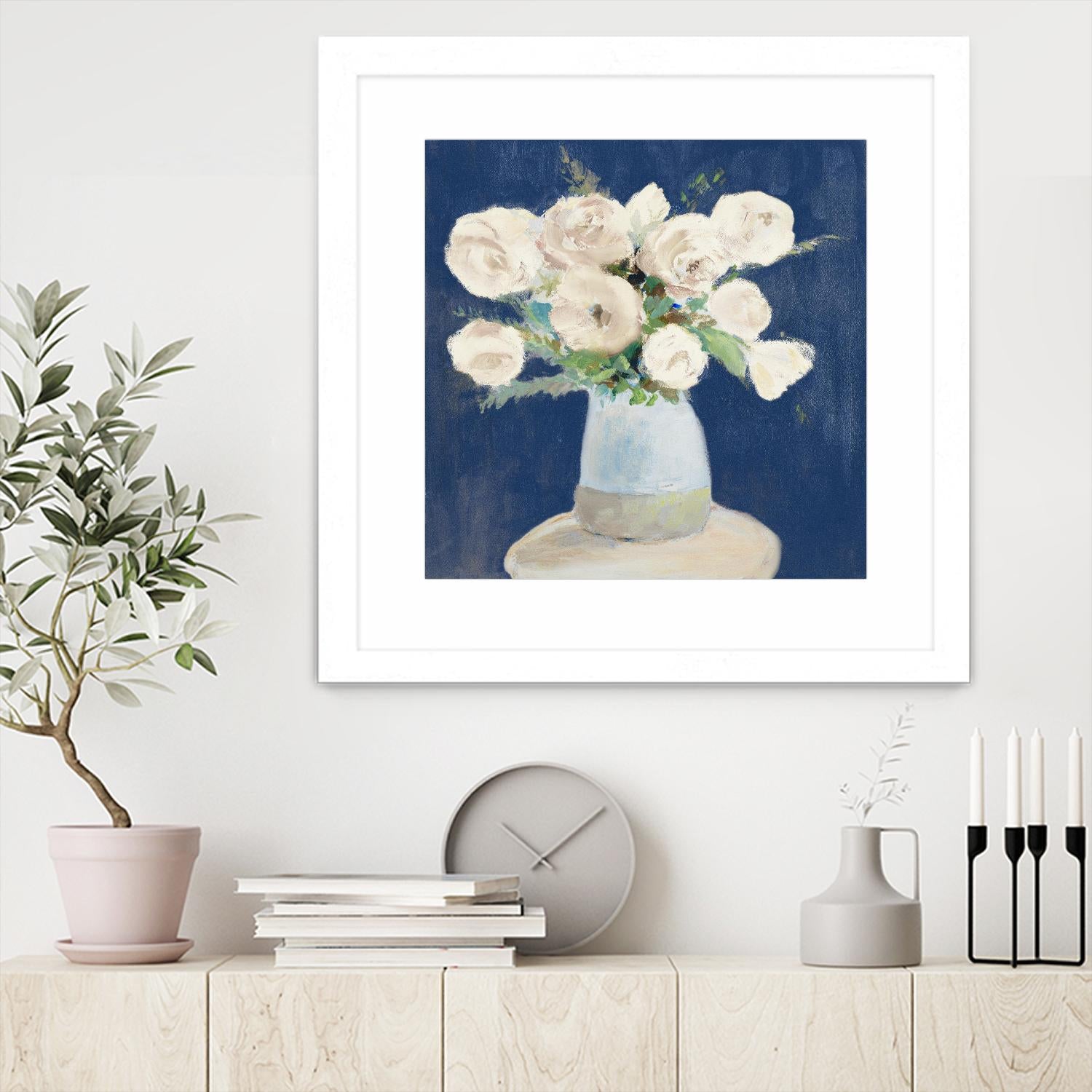 Peonies on Navy by Lanie Loreth on GIANT ART - floral 
