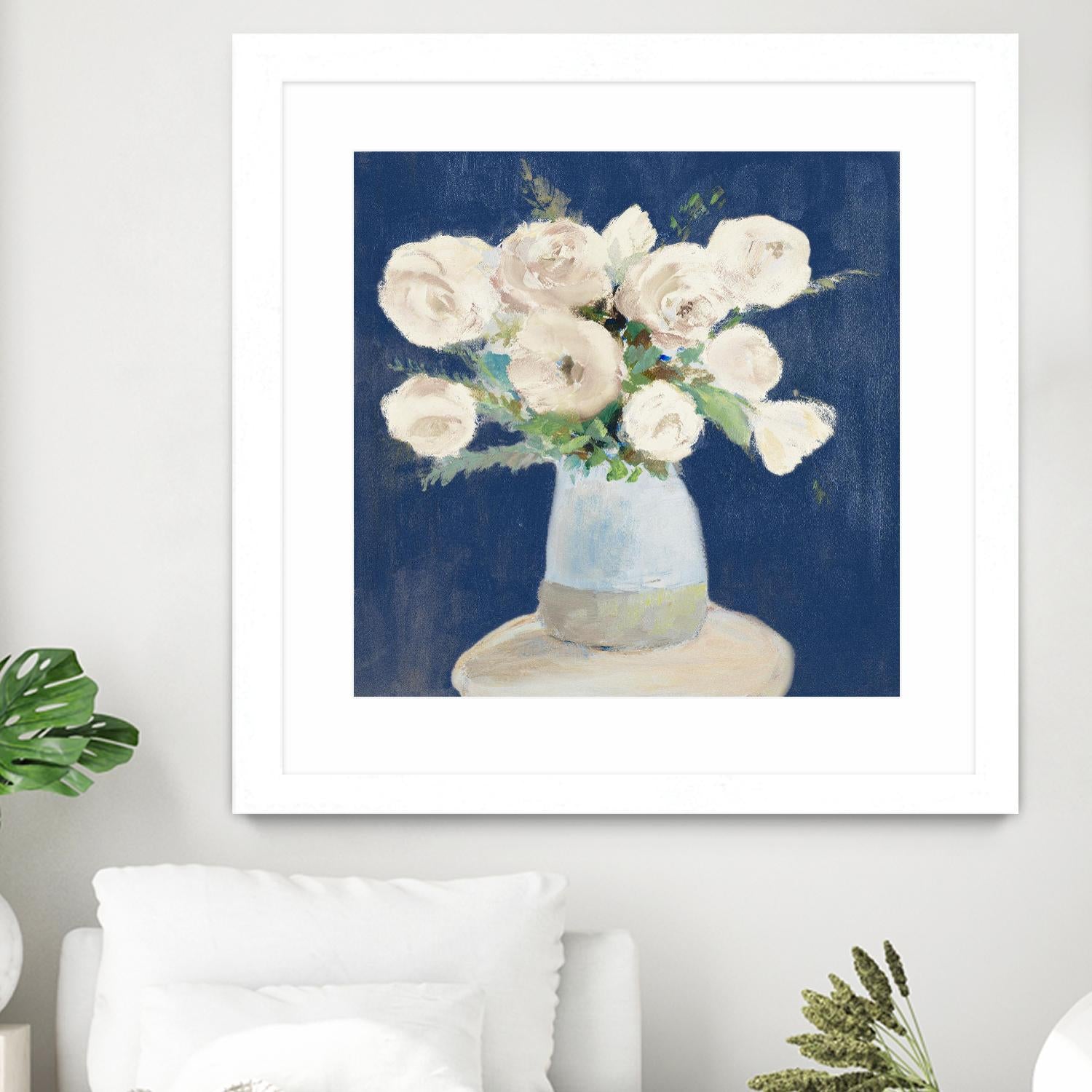 Peonies on Navy by Lanie Loreth on GIANT ART - floral 