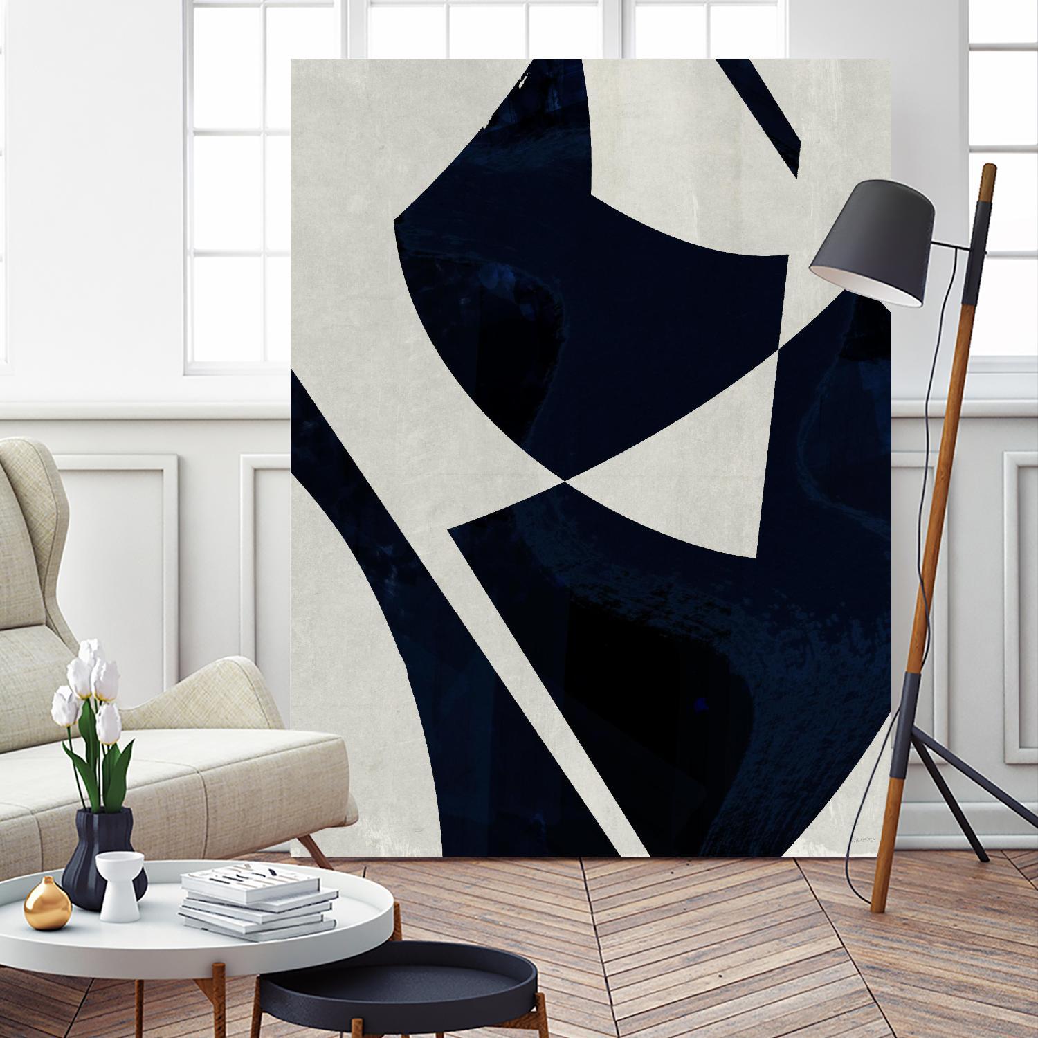Black Machine I by Dan Meneely on GIANT ART - blue shapes 