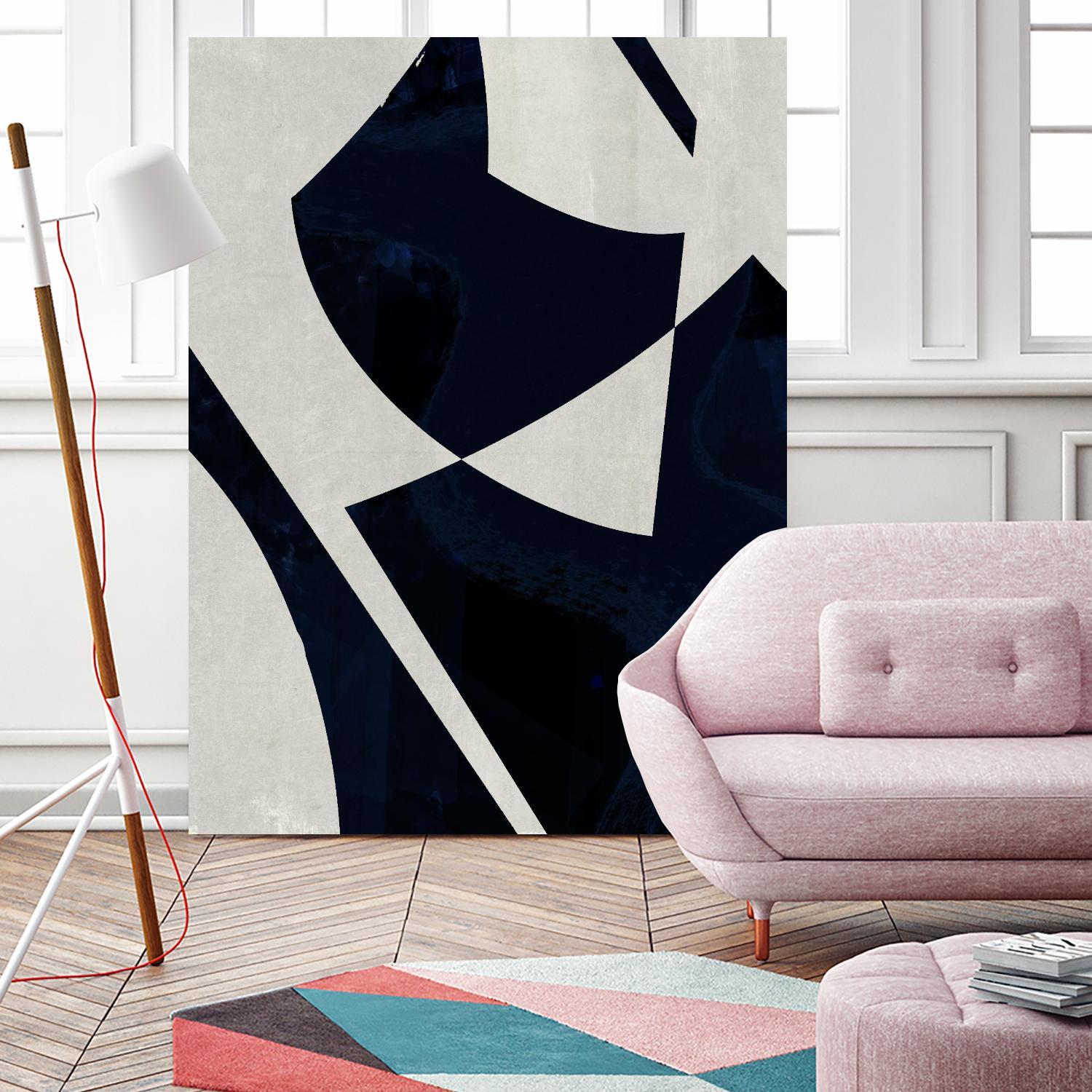 Black Machine I by Dan Meneely on GIANT ART - blue shapes 
