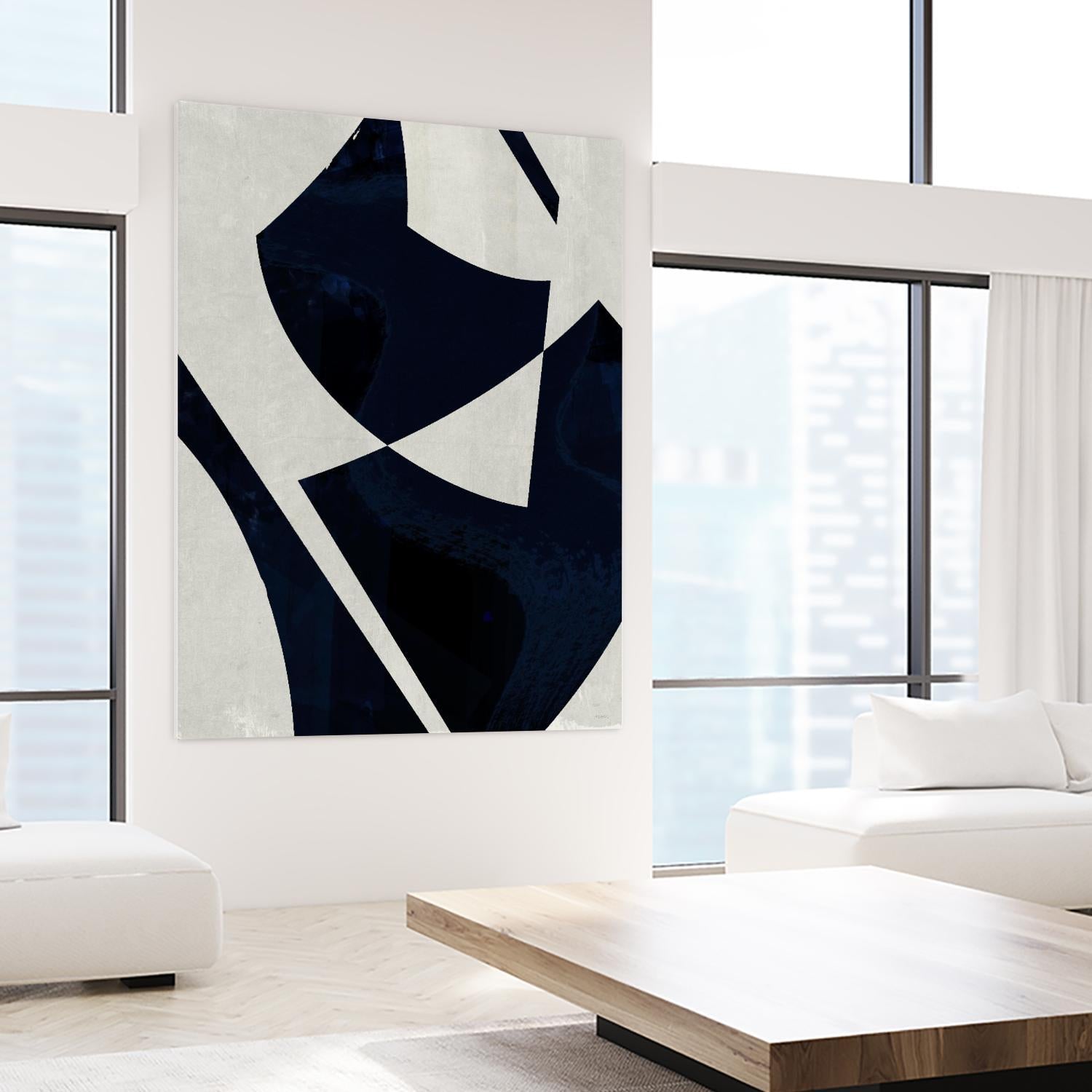 Black Machine I by Dan Meneely on GIANT ART - blue shapes 