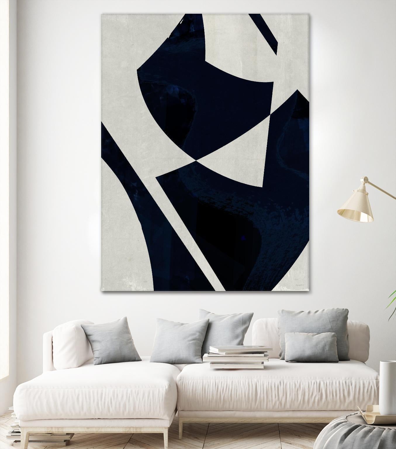 Black Machine I by Dan Meneely on GIANT ART - blue shapes 