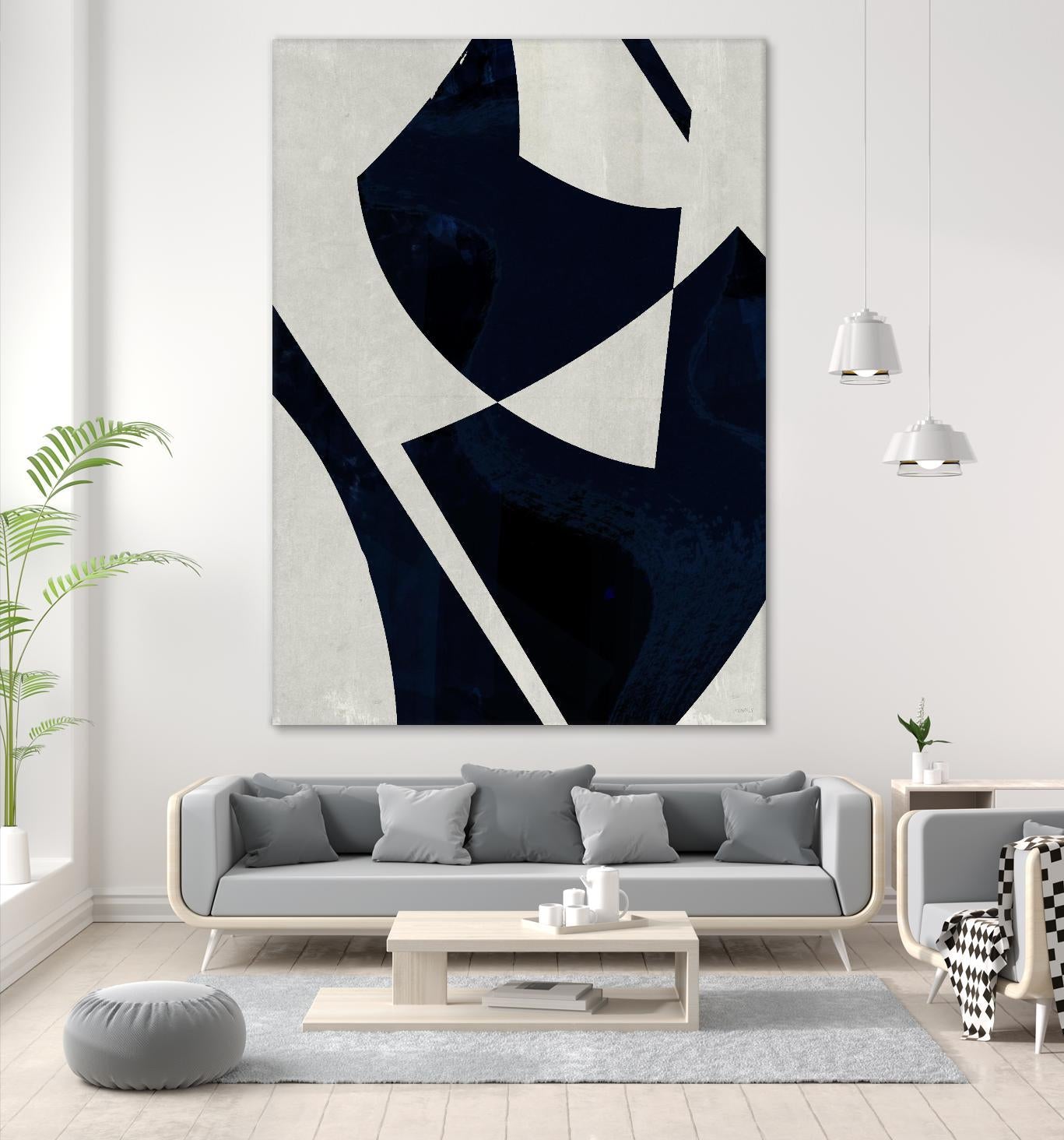 Black Machine I by Dan Meneely on GIANT ART - blue shapes 