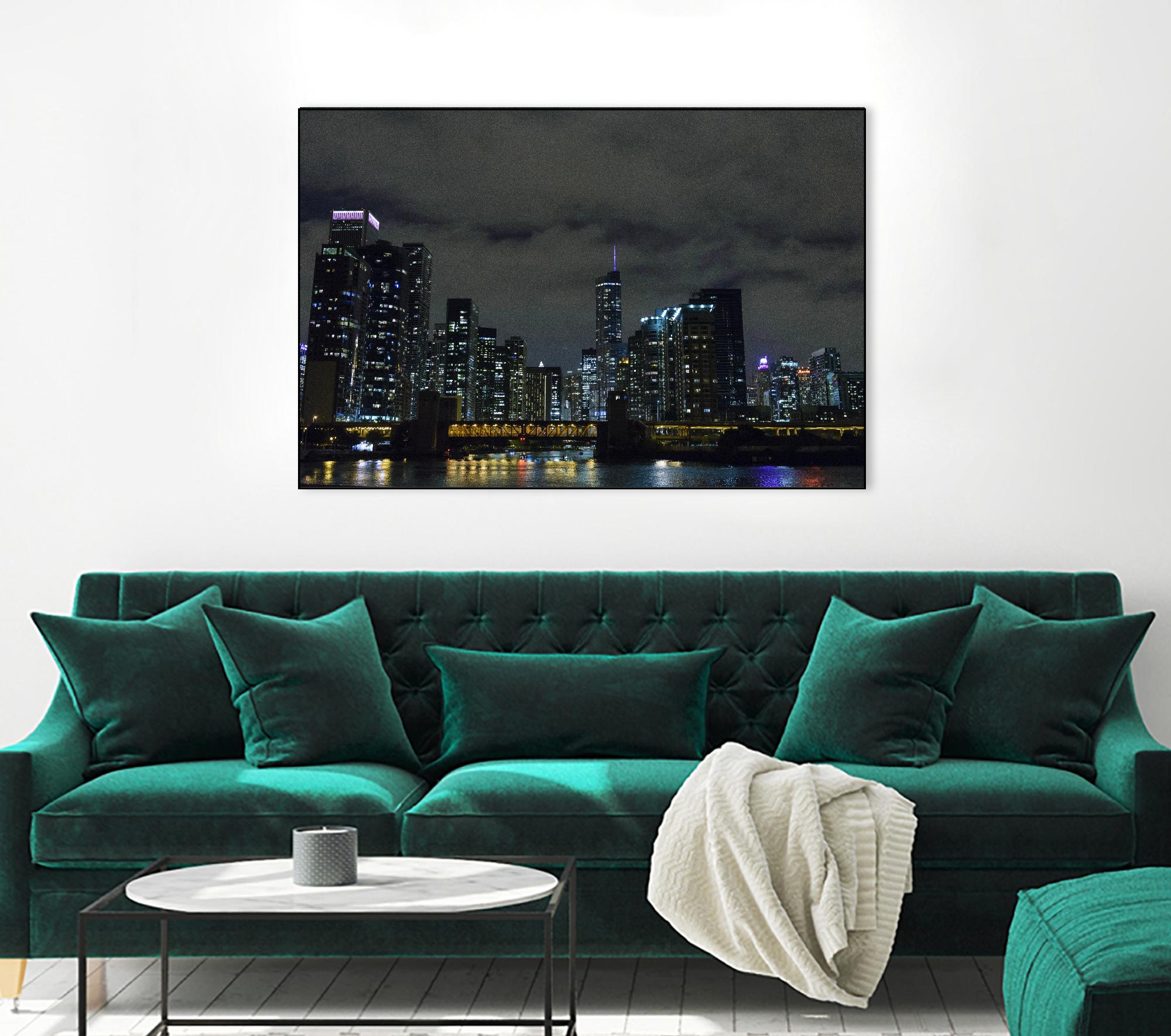 Nightscape by Nancy Crowell on GIANT ART - yellow city scene