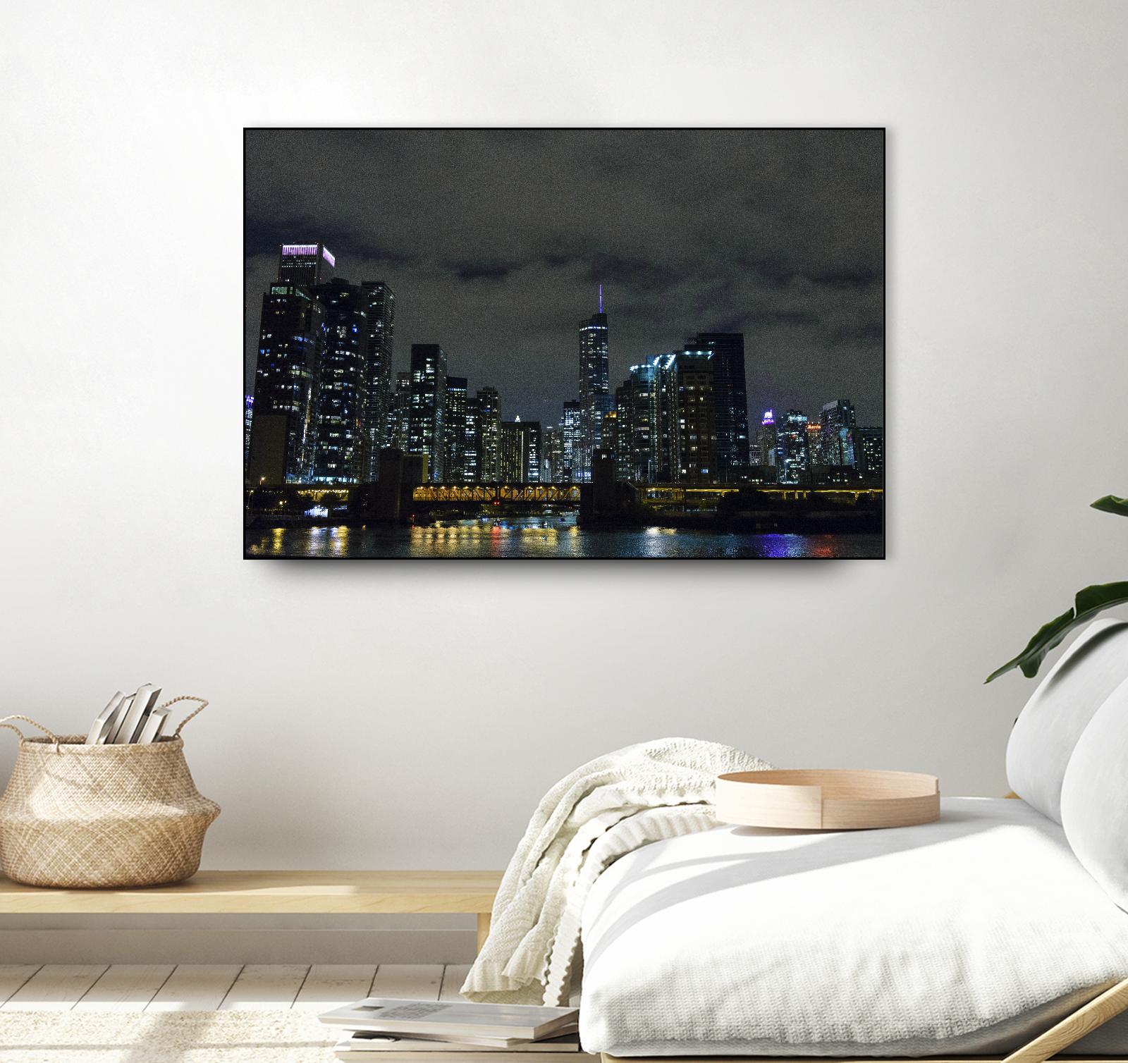 Nightscape by Nancy Crowell on GIANT ART - yellow city scene