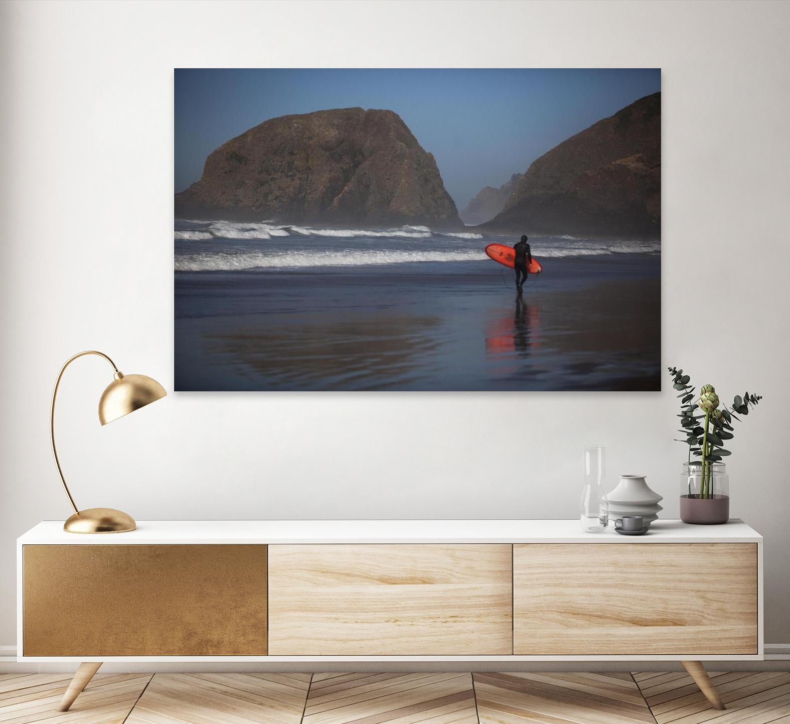 Cannon Beach in the Mist by Aaron Matheson on GIANT ART - blue sea scene