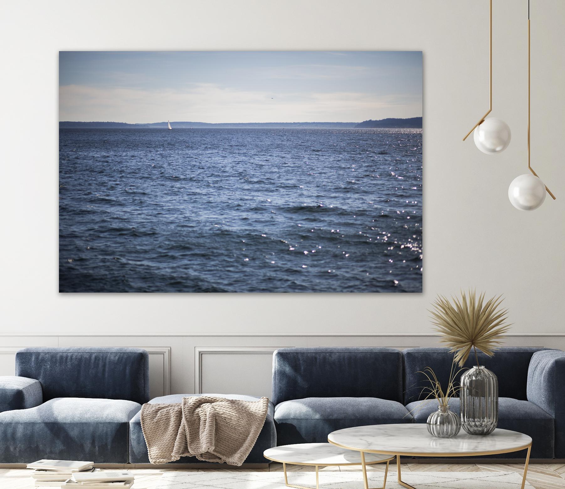 Lone Sailer by Aaron Matheson on GIANT ART - beige sea scene