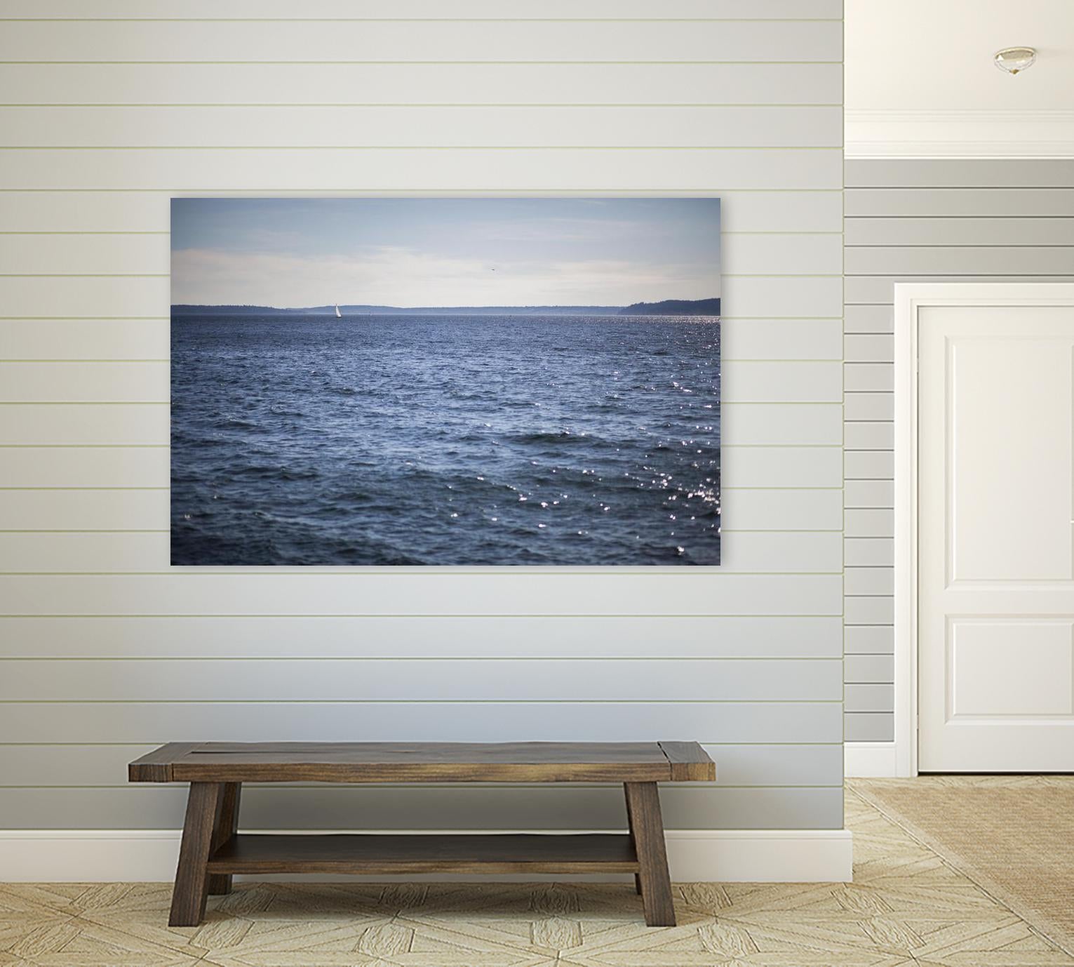 Lone Sailer by Aaron Matheson on GIANT ART - beige sea scene