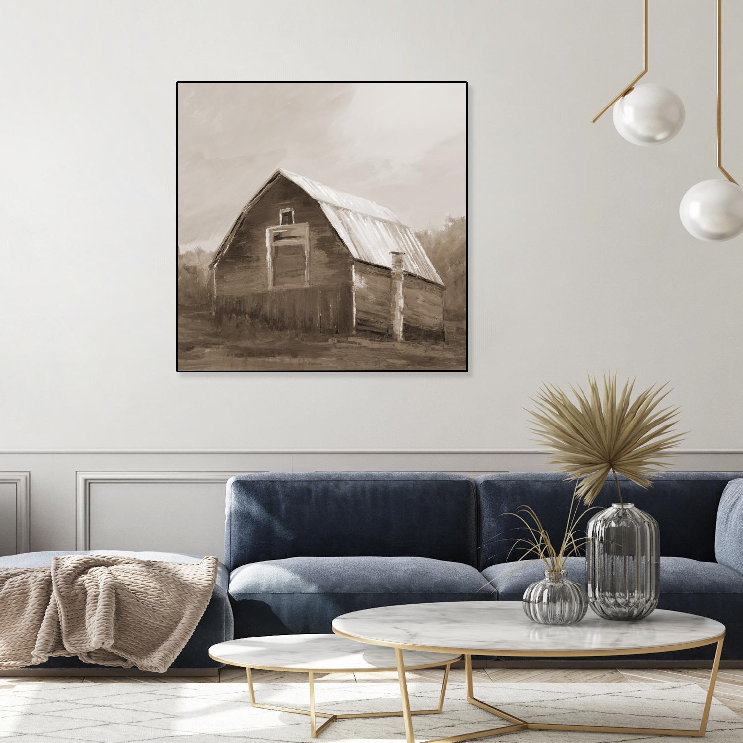Red Barn by Liz Jardine on GIANT ART - blues, browns scenic